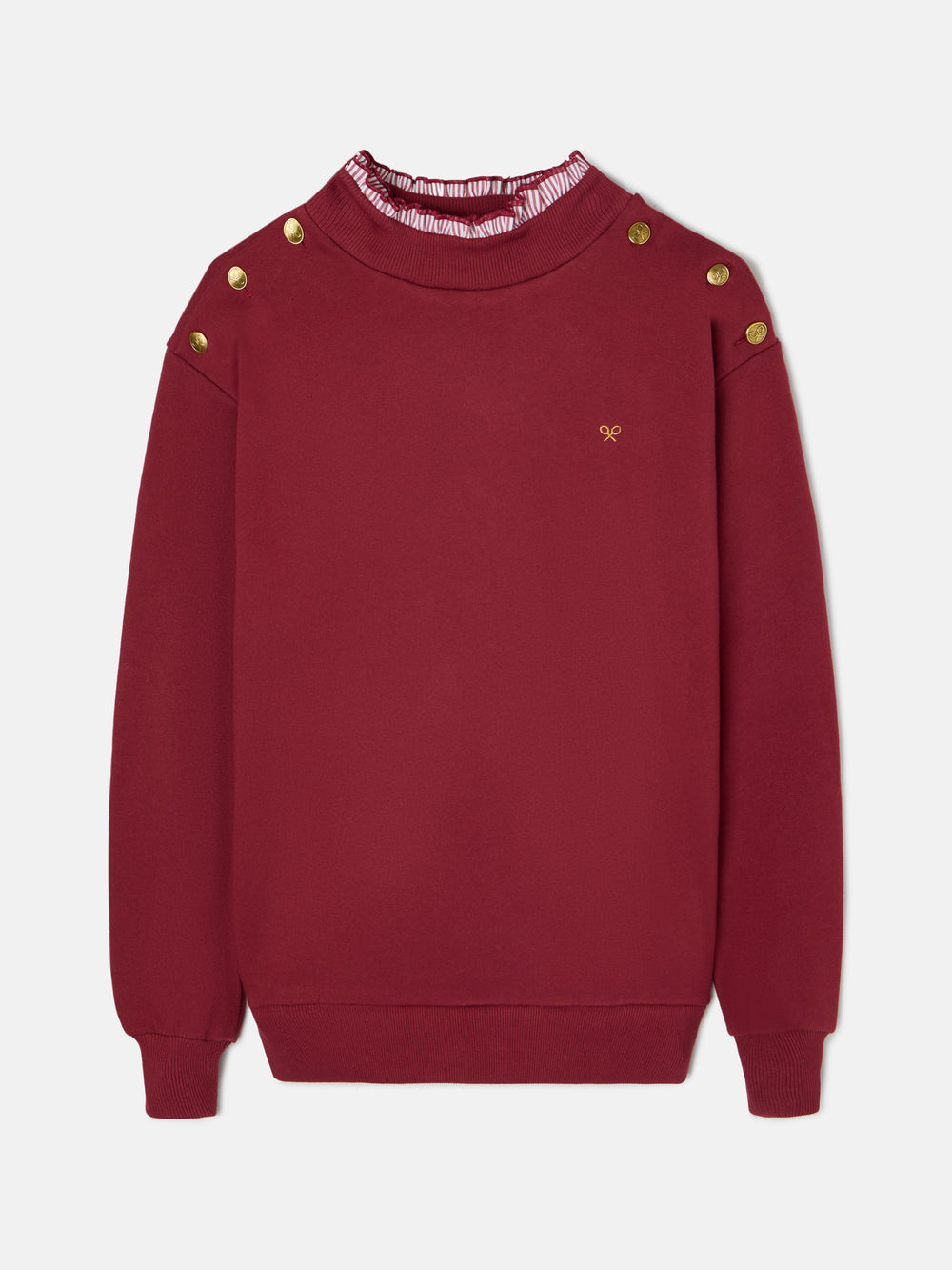 Sweat-shirt femme col volant bordeaux