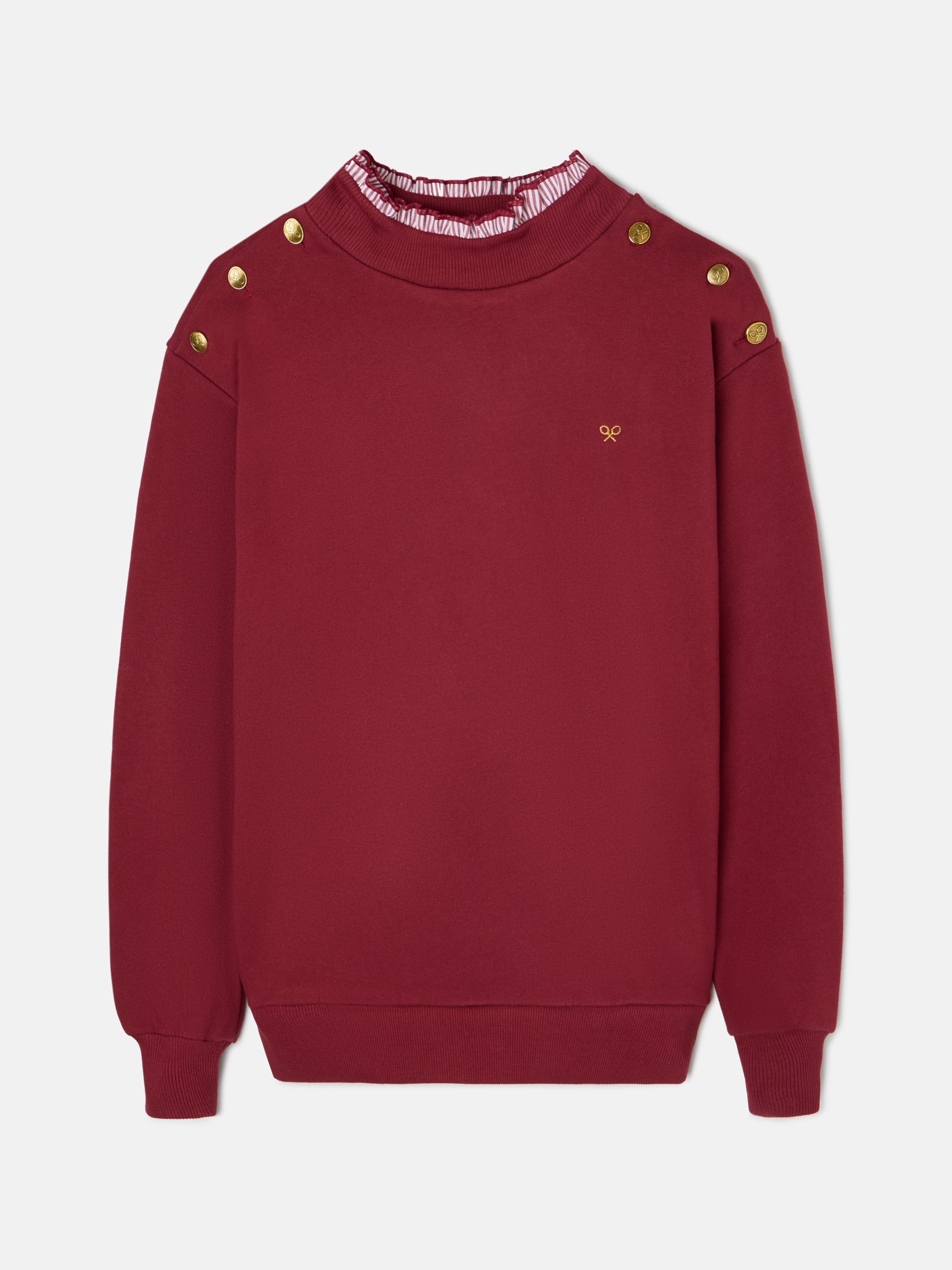 Sudadera woman cuello volante burdeos