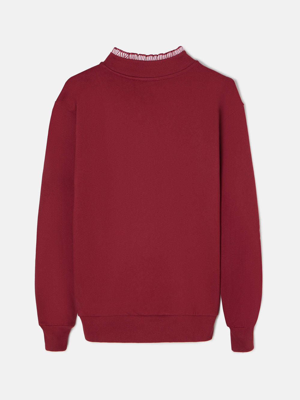 Sweat-shirt femme col volant bordeaux