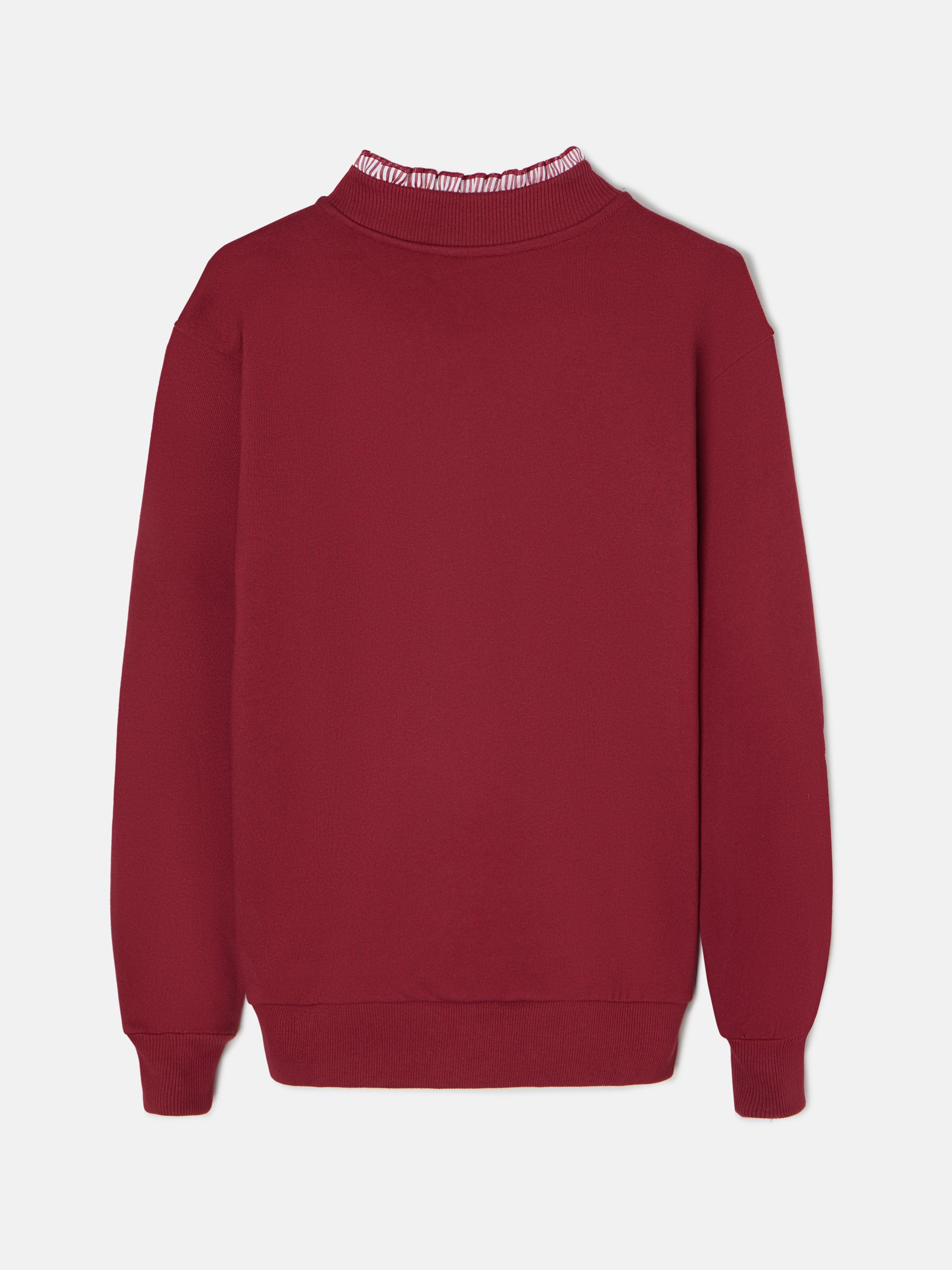 Sudadera woman cuello volante burdeos