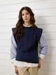 Sweatshirt mulher mangas tricot azul-marinho