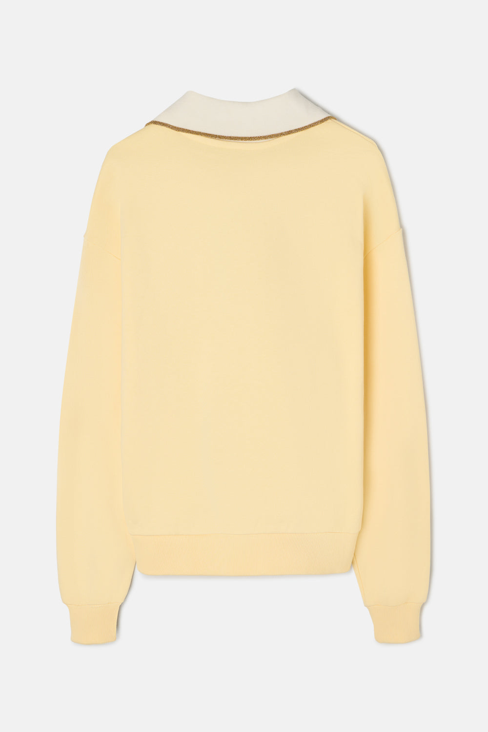 Sweat-shirt femme col polo jaune