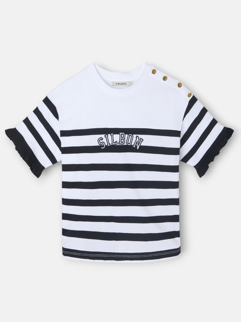 T-shirt femme à rayures noires et blanches