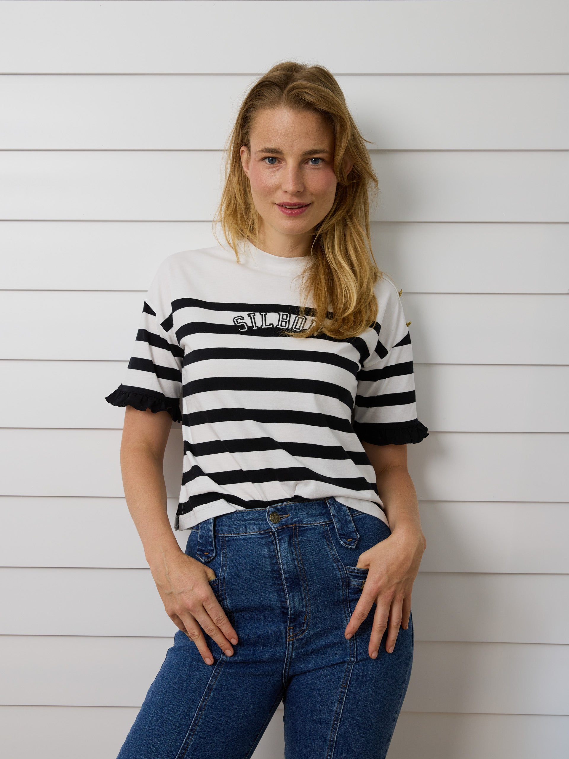 Camisola mulher riscas preta e branca