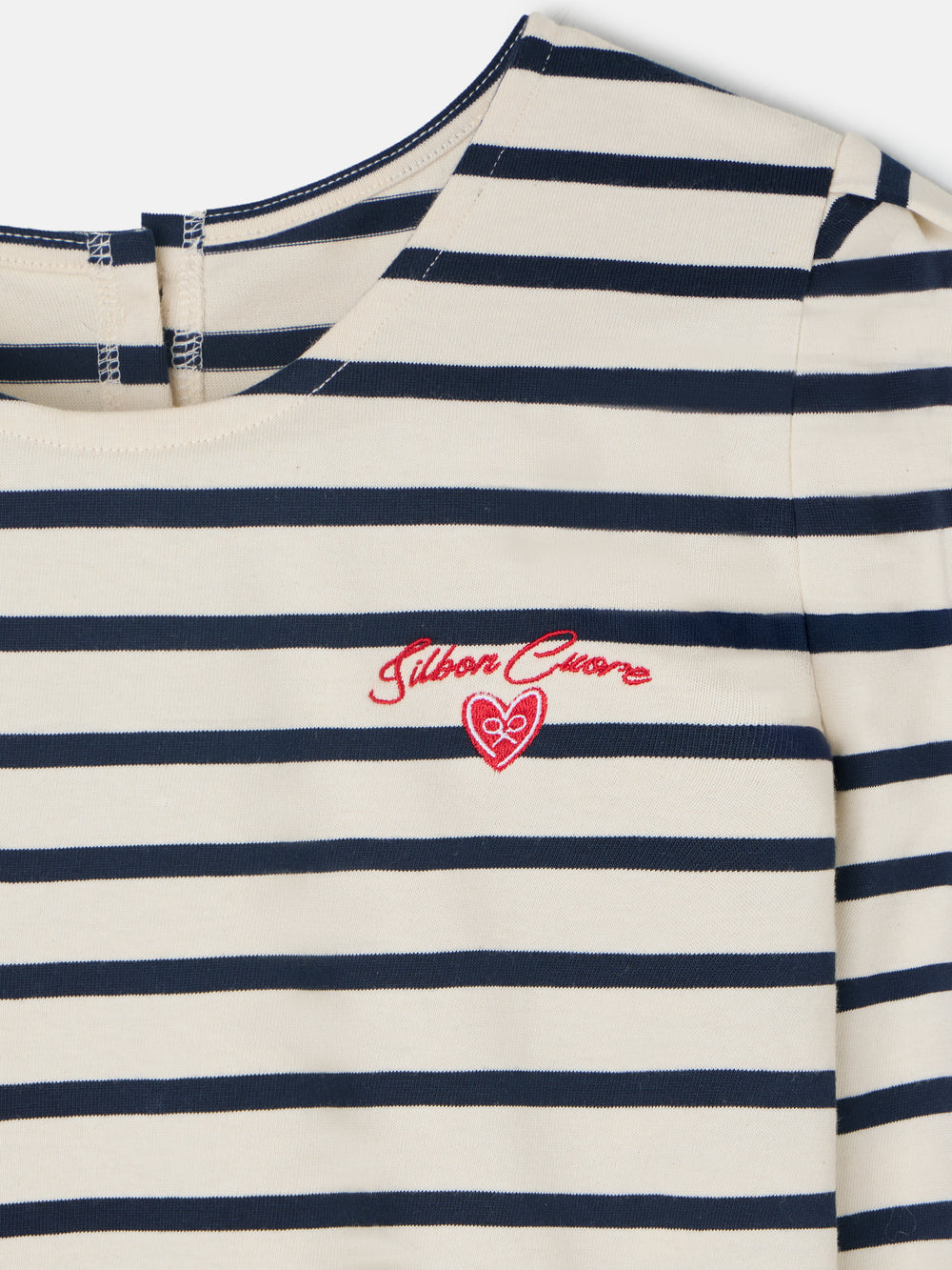 Camiseta woman botones rayas azul marino y crudo