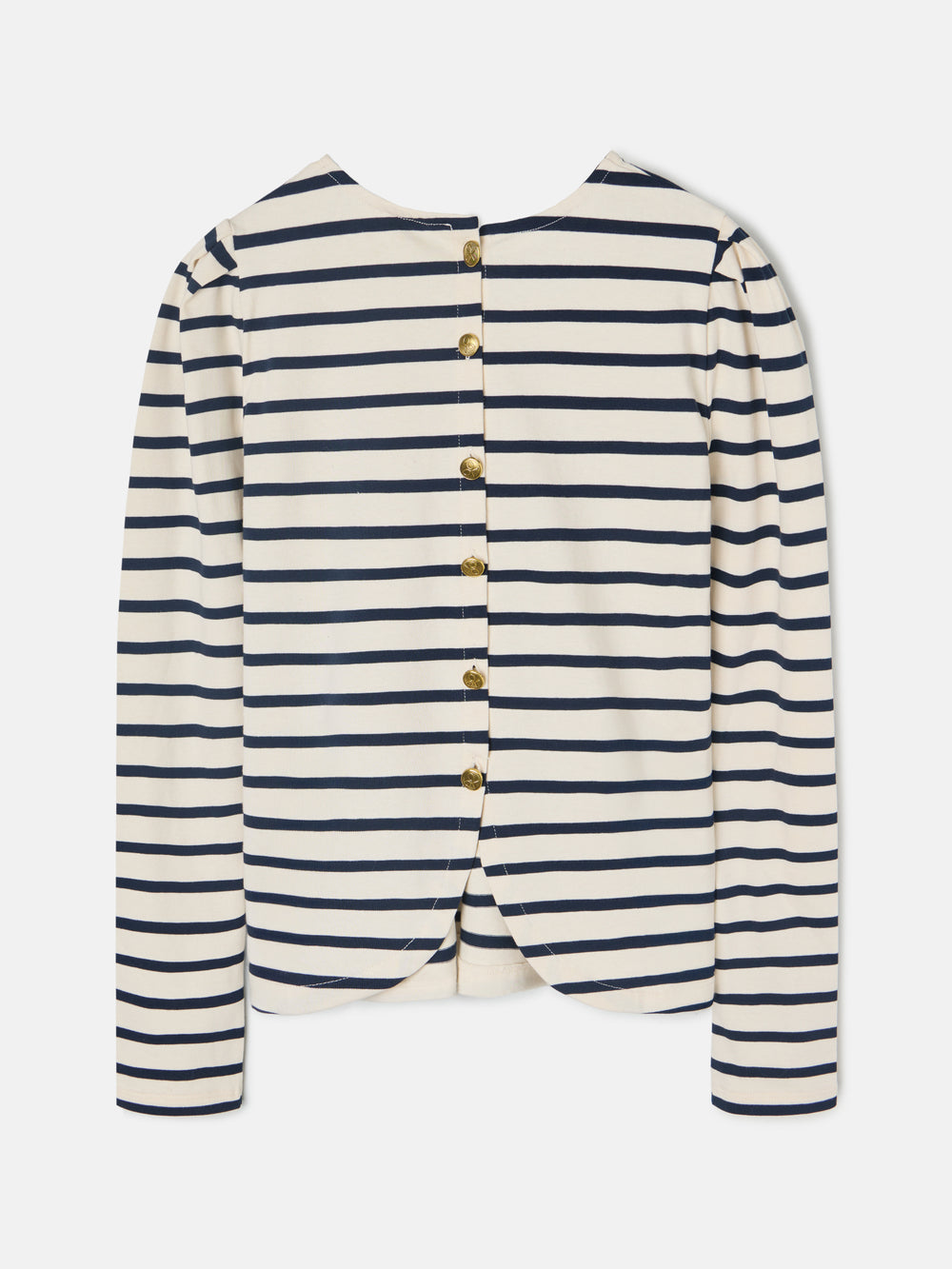 Camiseta woman botones rayas azul marino y crudo