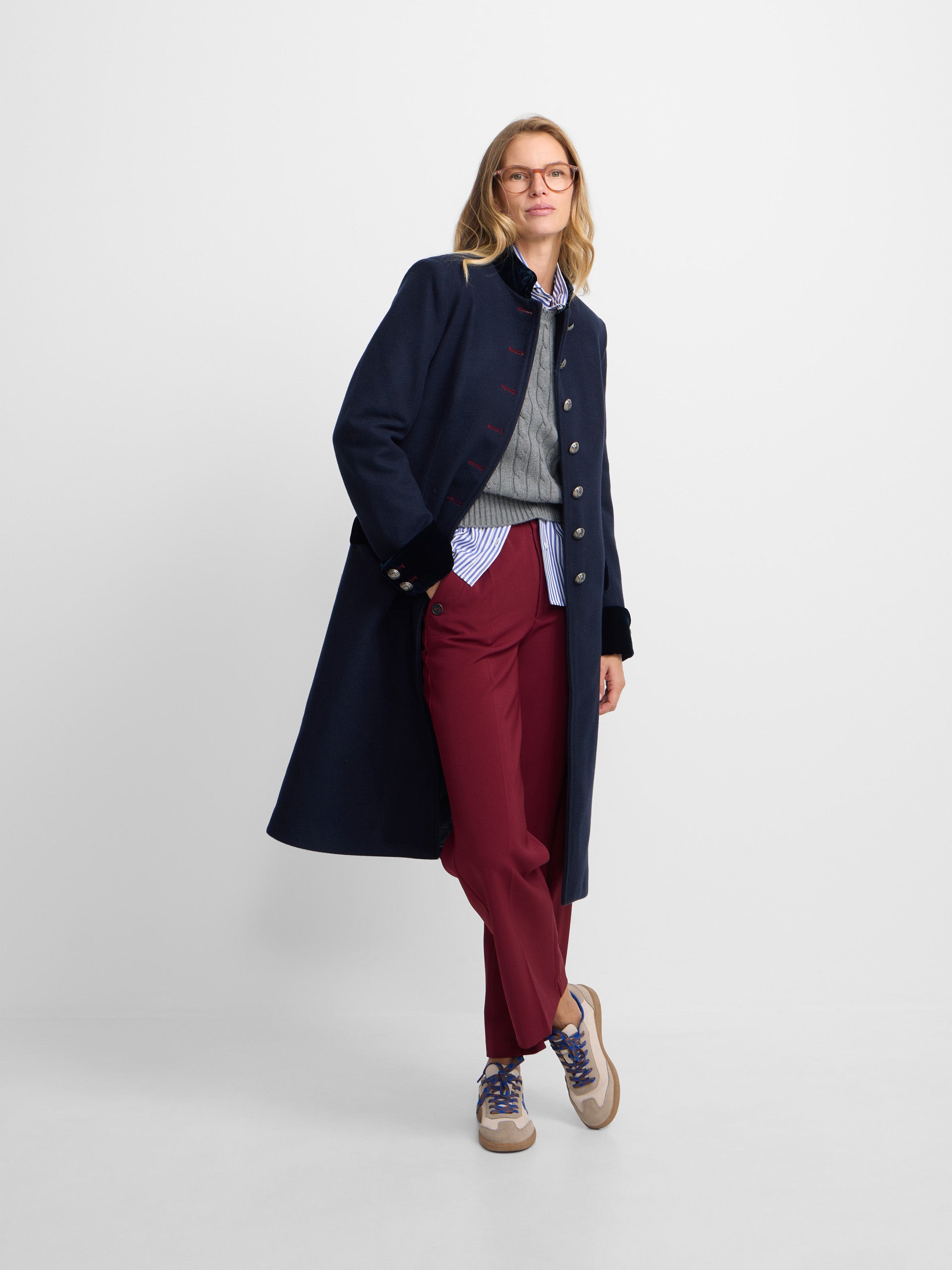 Long navy blue sailor coat
