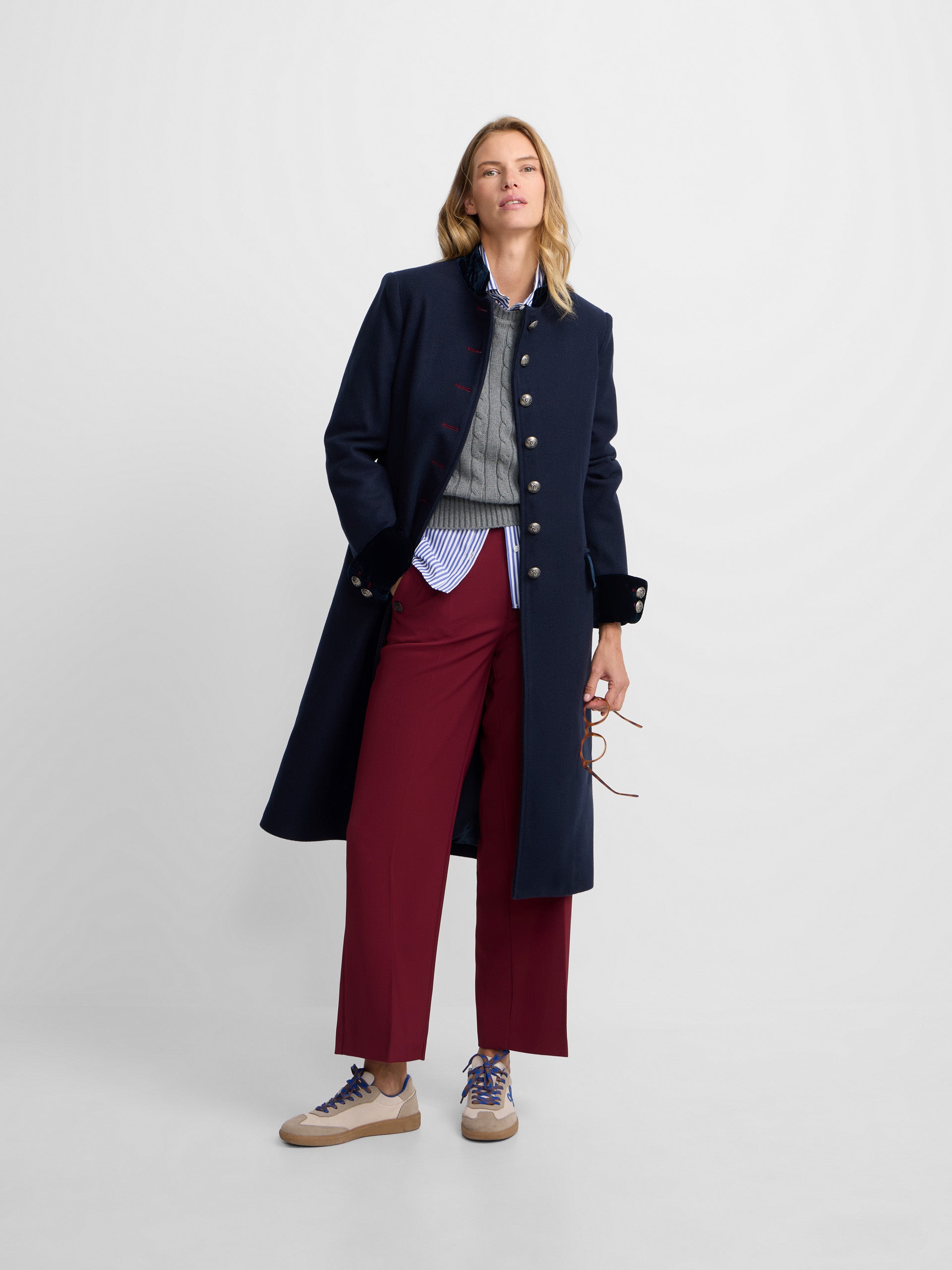 Long navy blue sailor coat