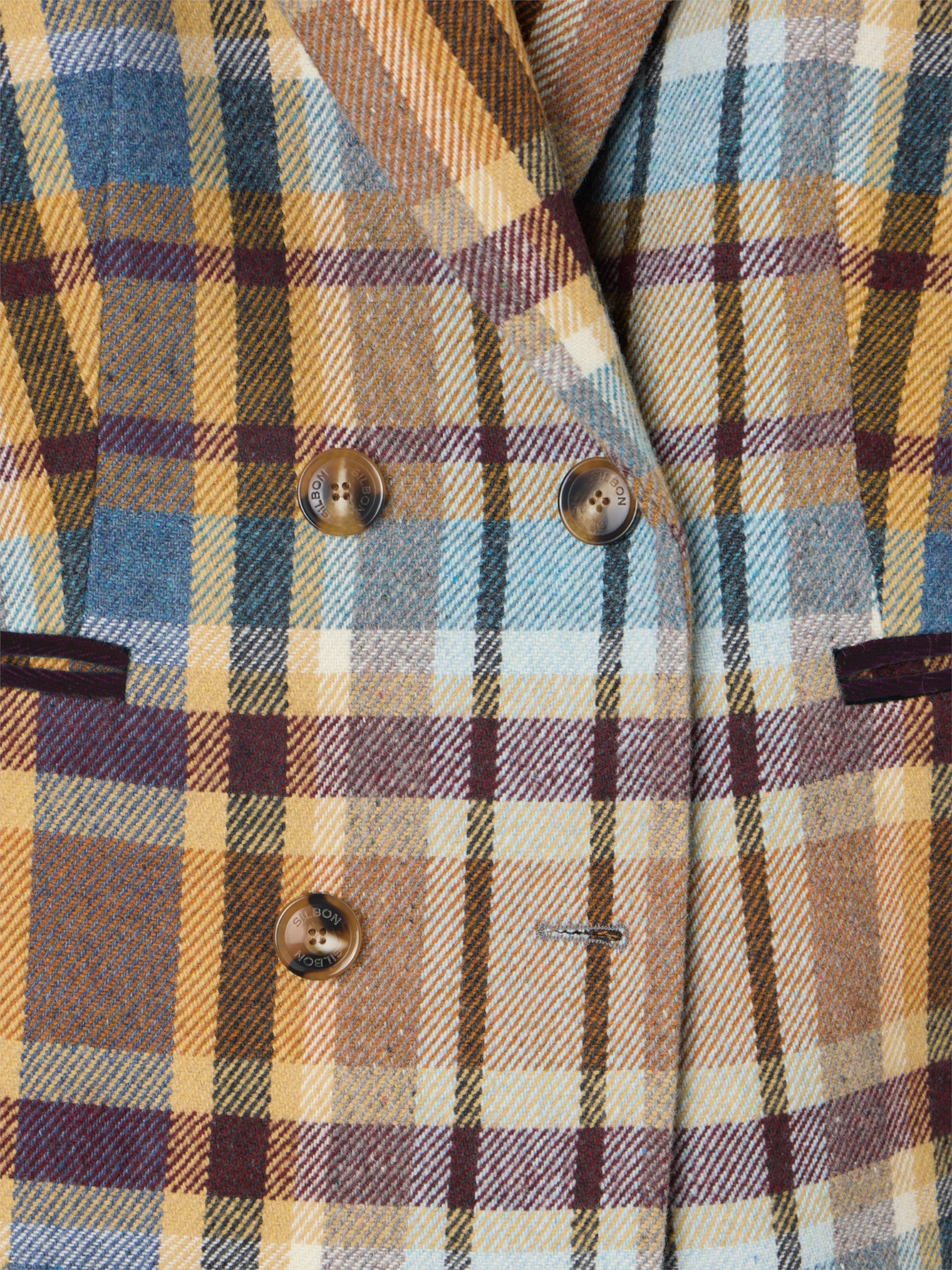 Casaco cruzado de xadrez castanho