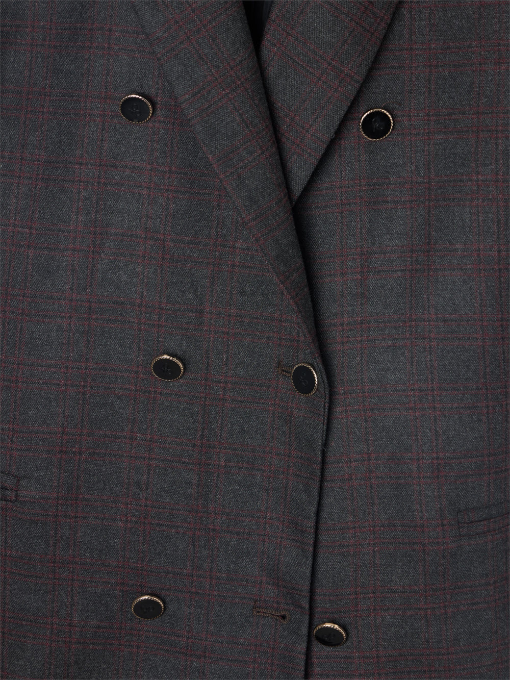 Blazer cruzado aos quadrados cinzentos e bordeaux