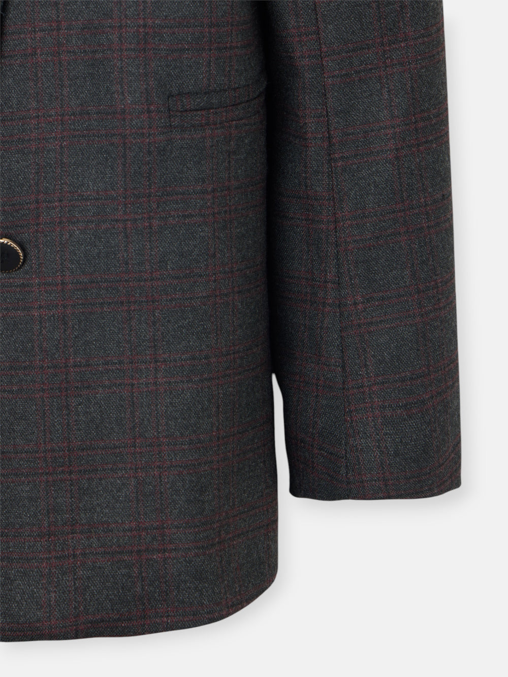 Blazer cruzado aos quadrados cinzentos e bordeaux