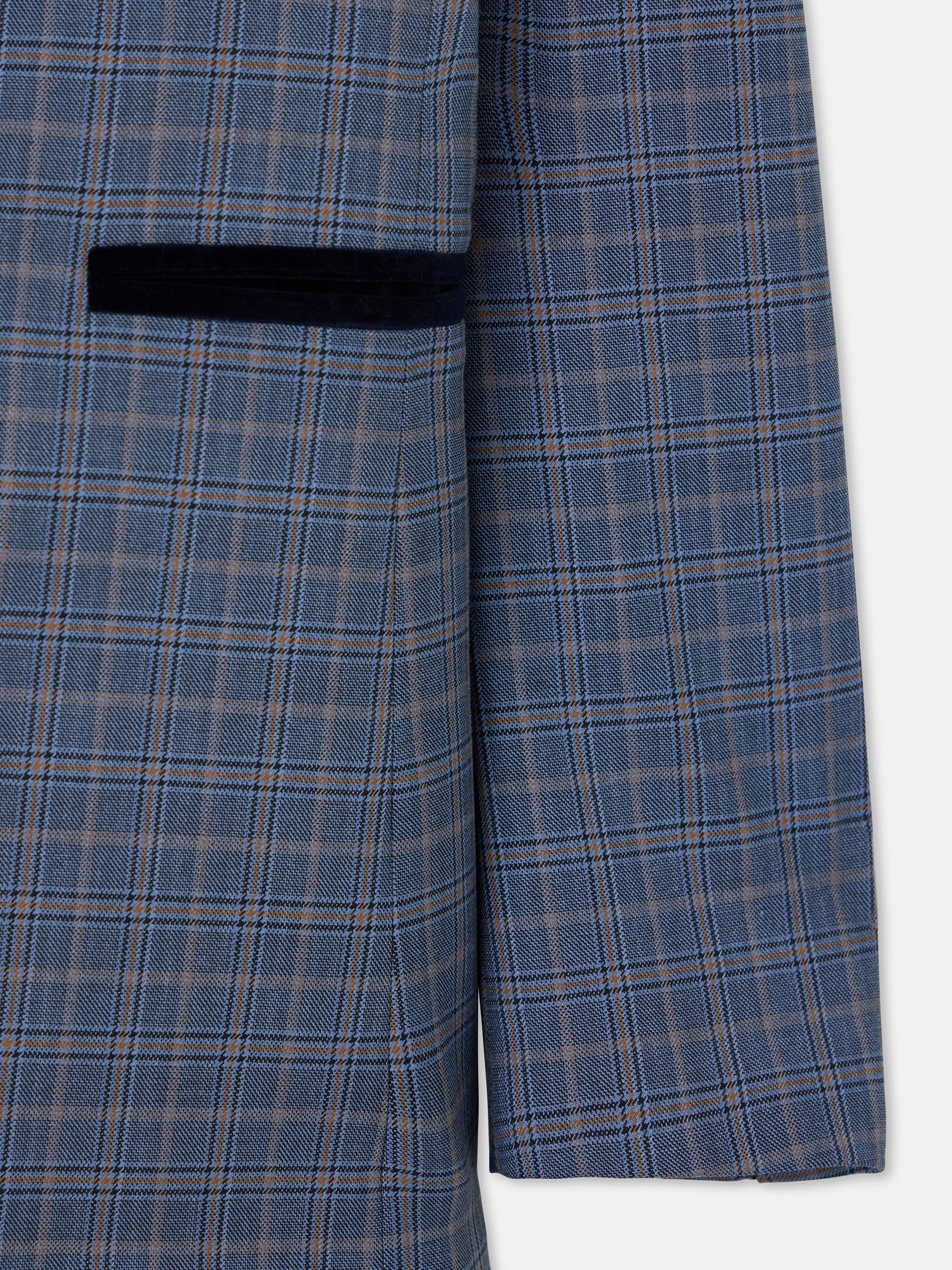 American velvet details blue checkered