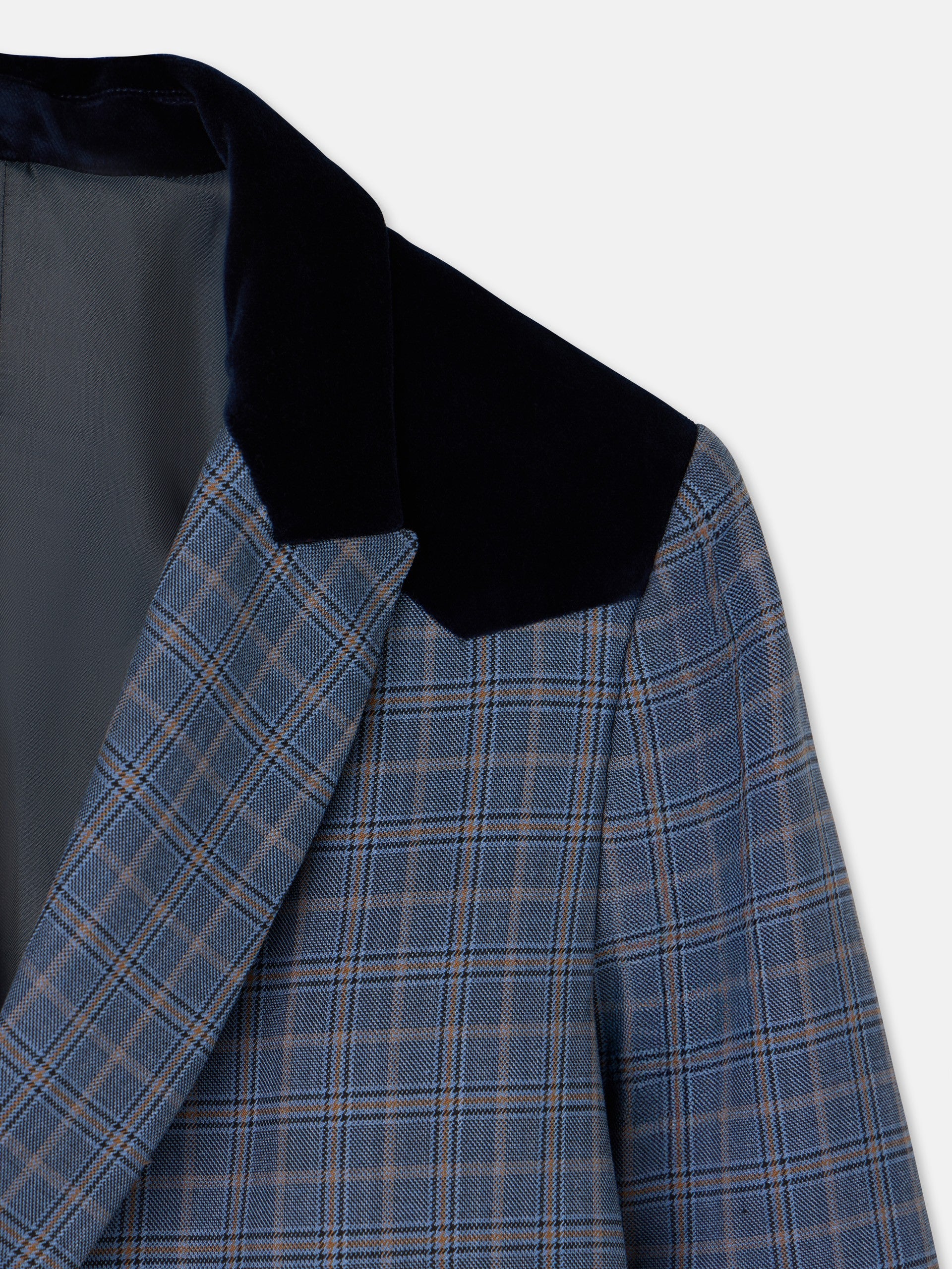 American velvet details blue checkered