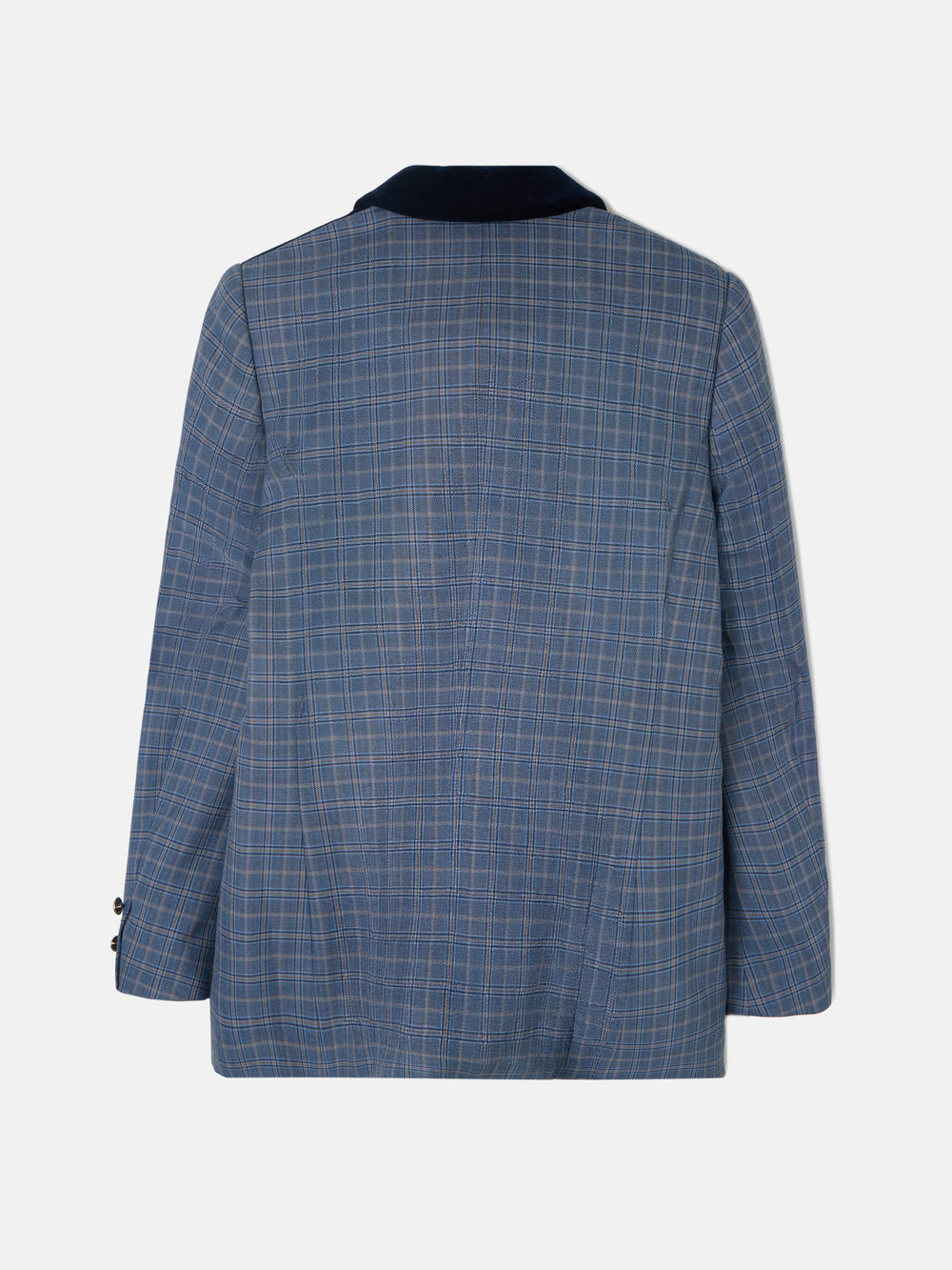 American velvet details blue checkered