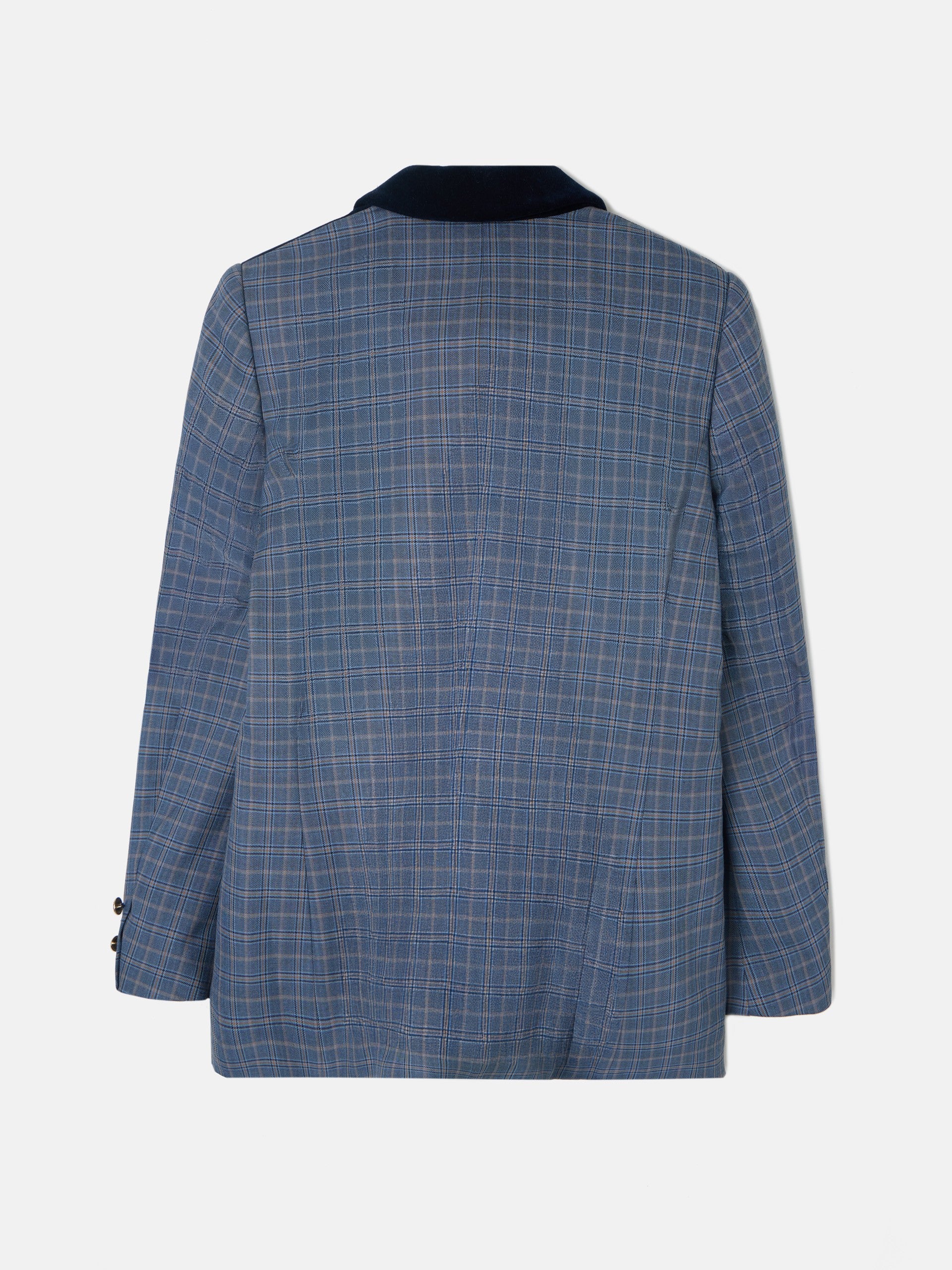 American velvet details blue checkered