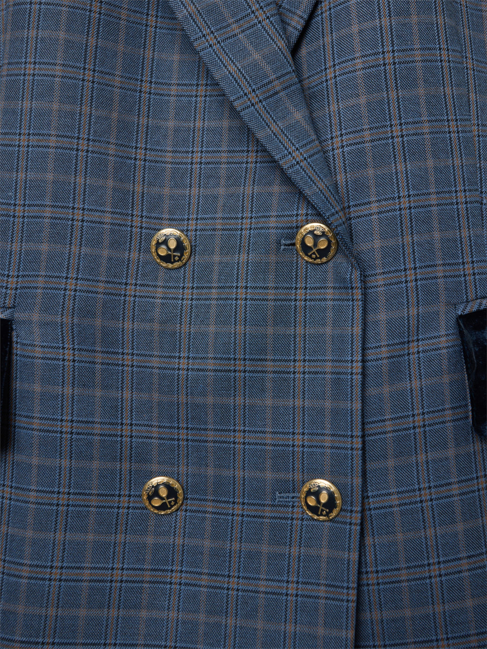 Chaleco largo cruzado cuadros azules