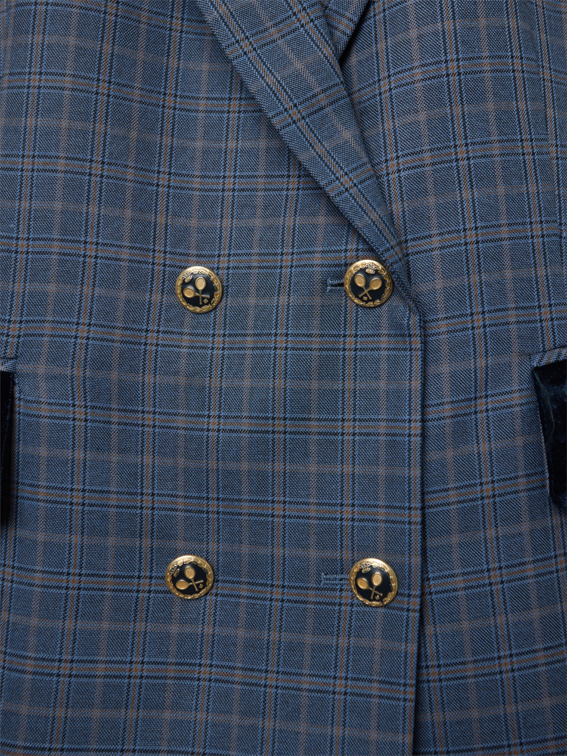 Chaleco largo cruzado cuadros azules