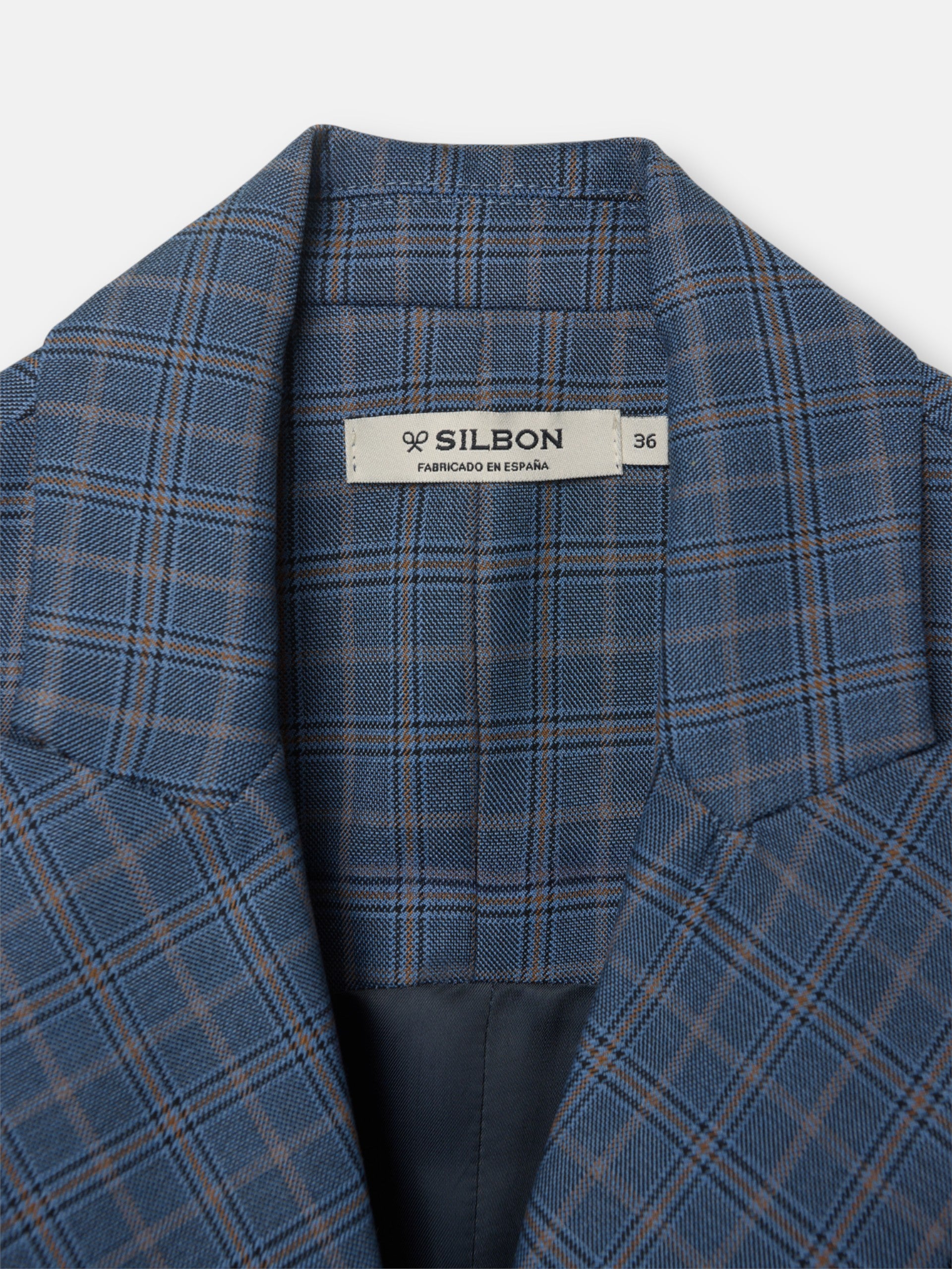 Chaleco largo cruzado cuadros azules