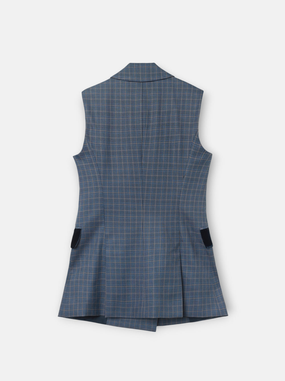 Chaleco largo cruzado cuadros azules