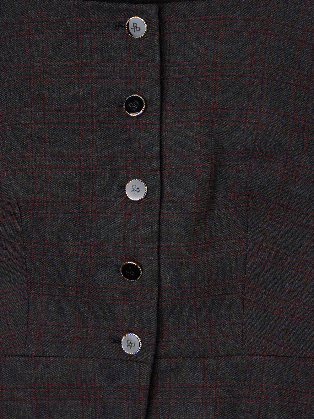 Chaleco largo cuadros grises y burdeos