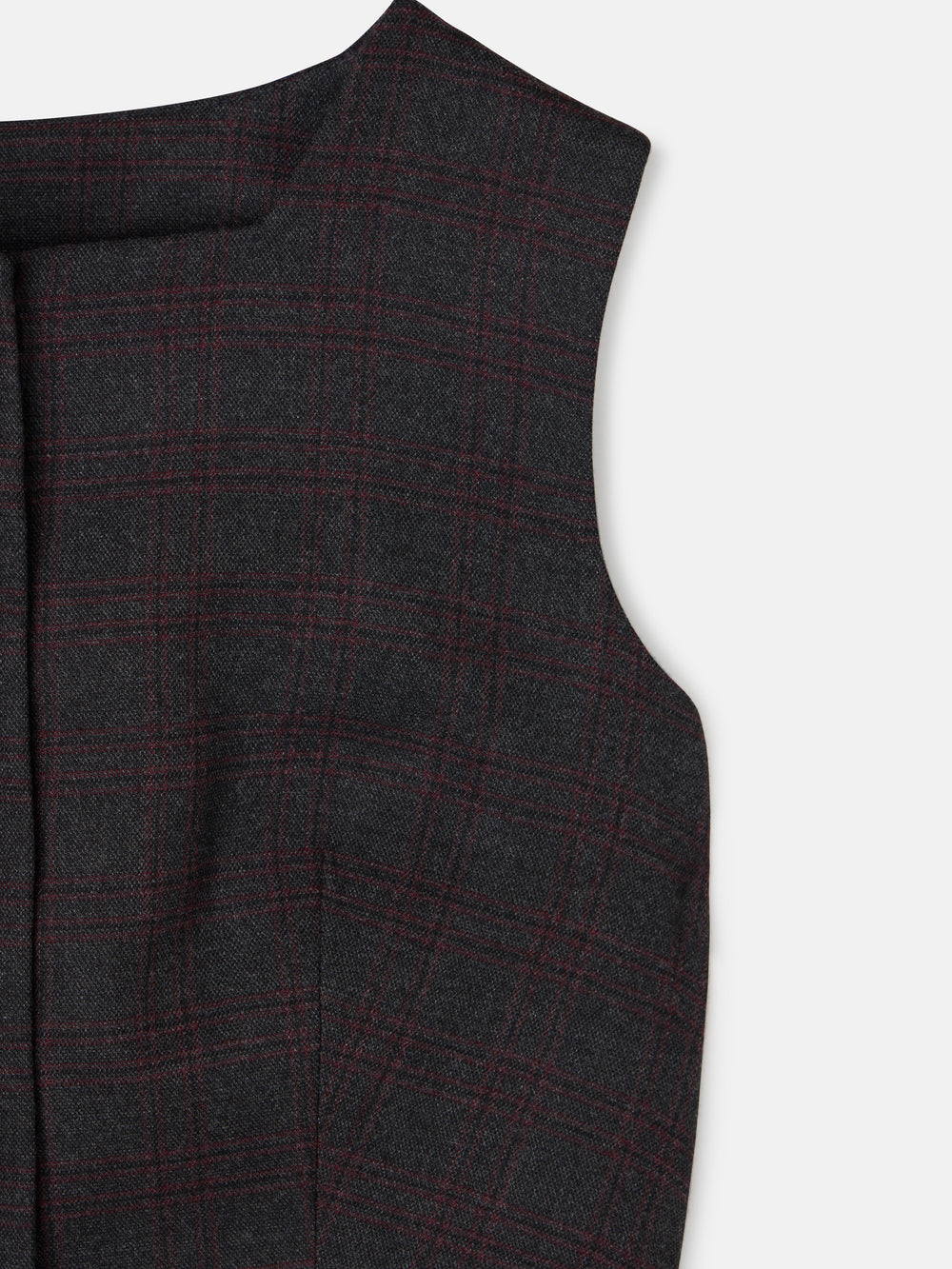 Chaleco largo cuadros grises y burdeos