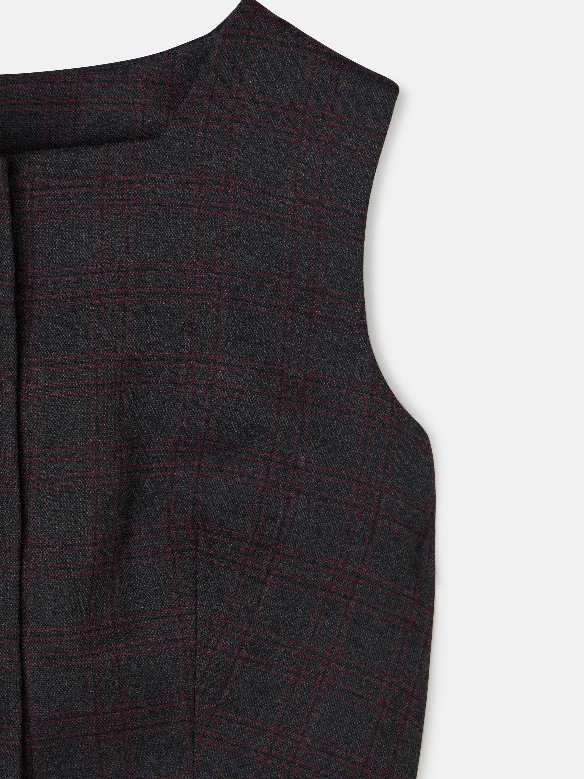 Chaleco largo cuadros grises y burdeos