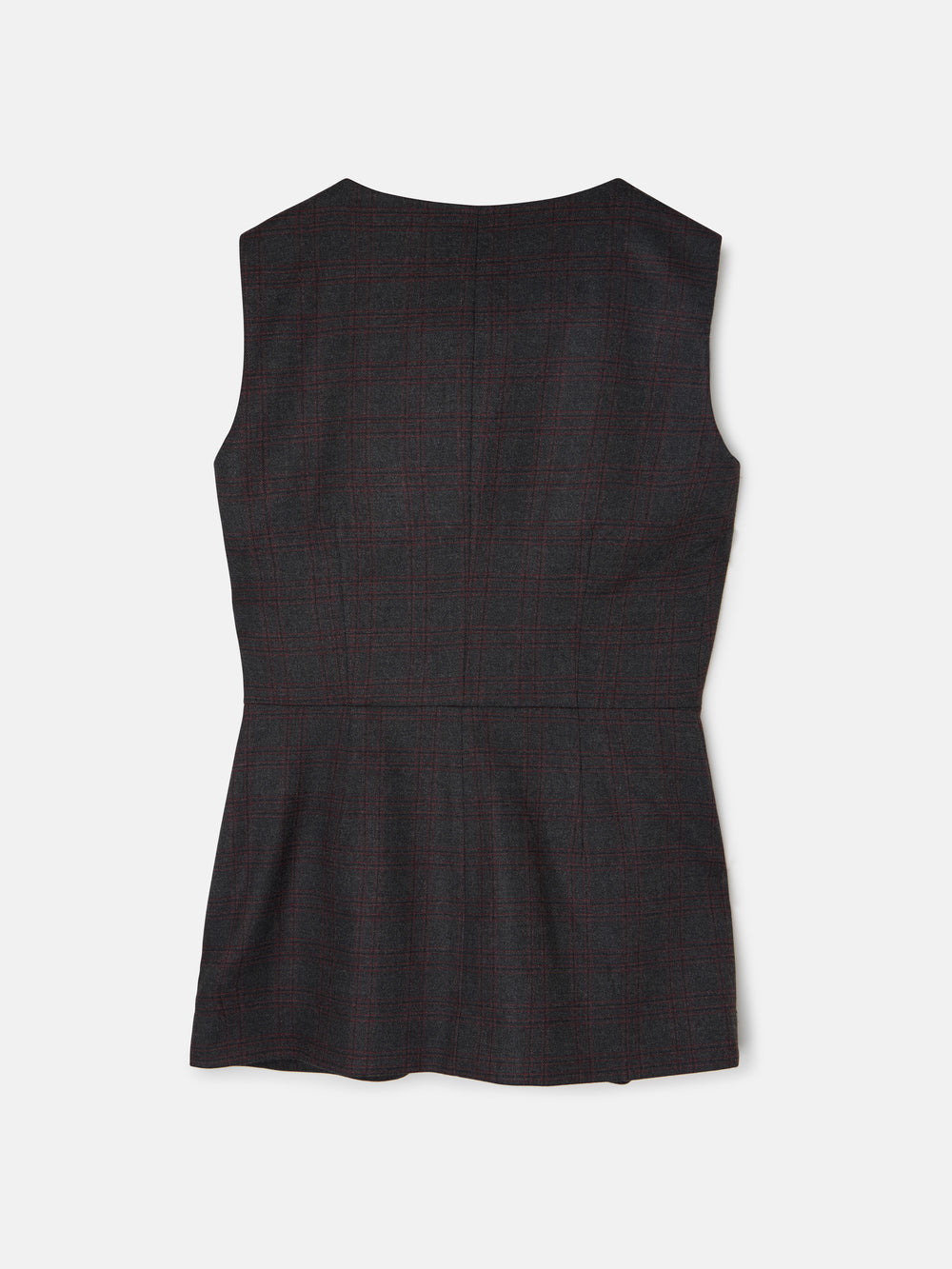 Chaleco largo cuadros grises y burdeos