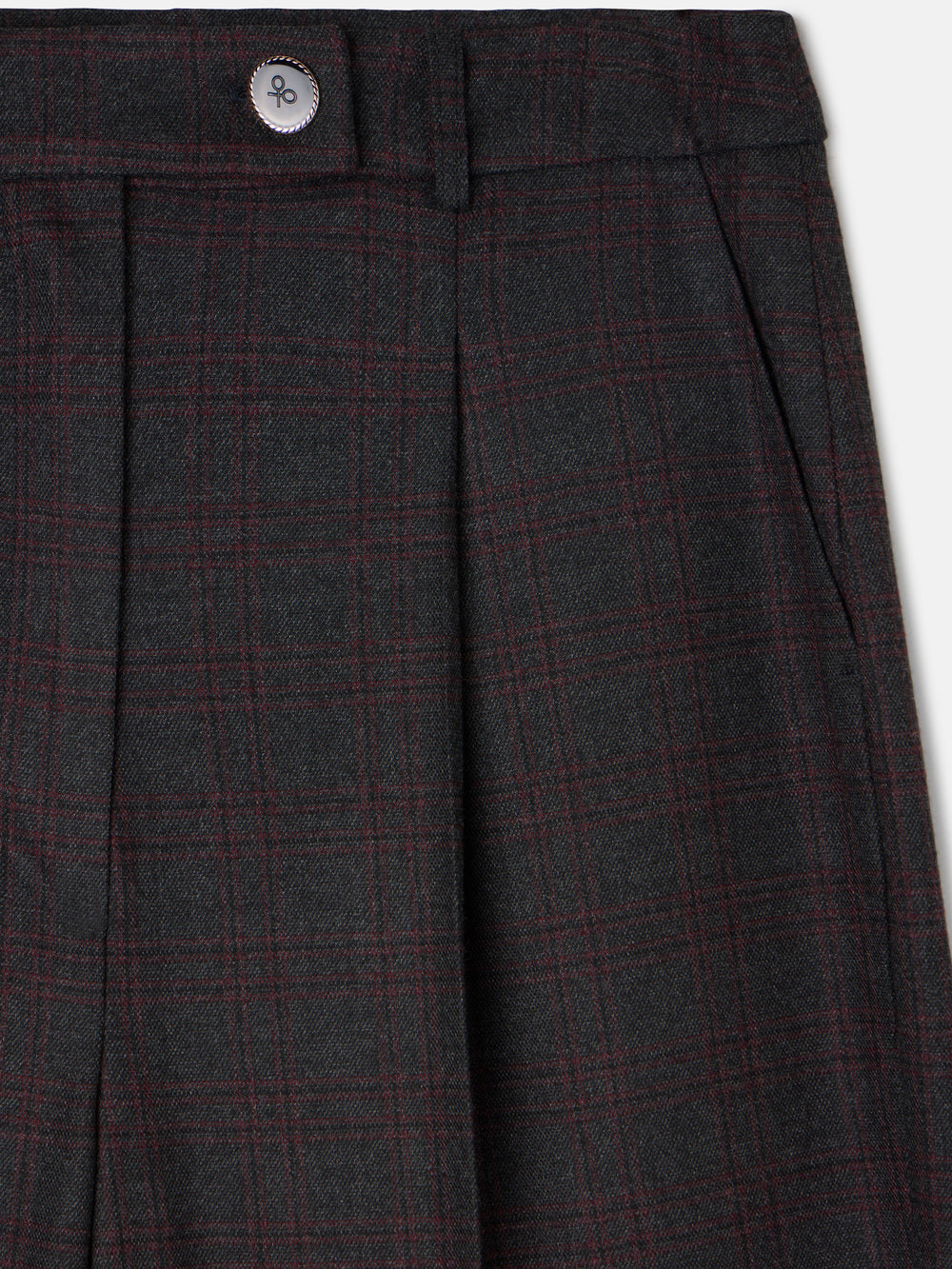 Pantalon vestir cuadros grises y burdeos