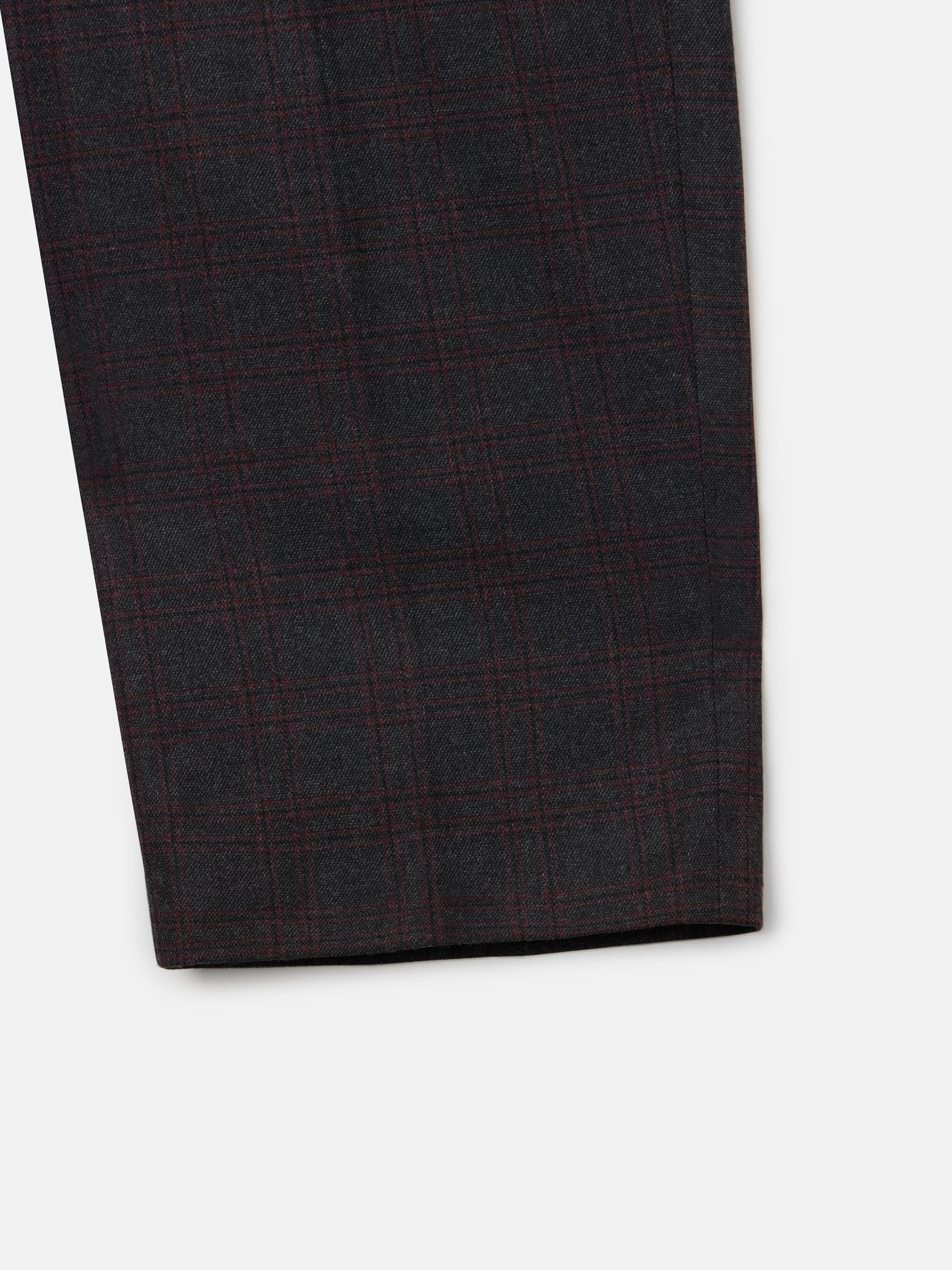 Gray and burgundy checked dress pants