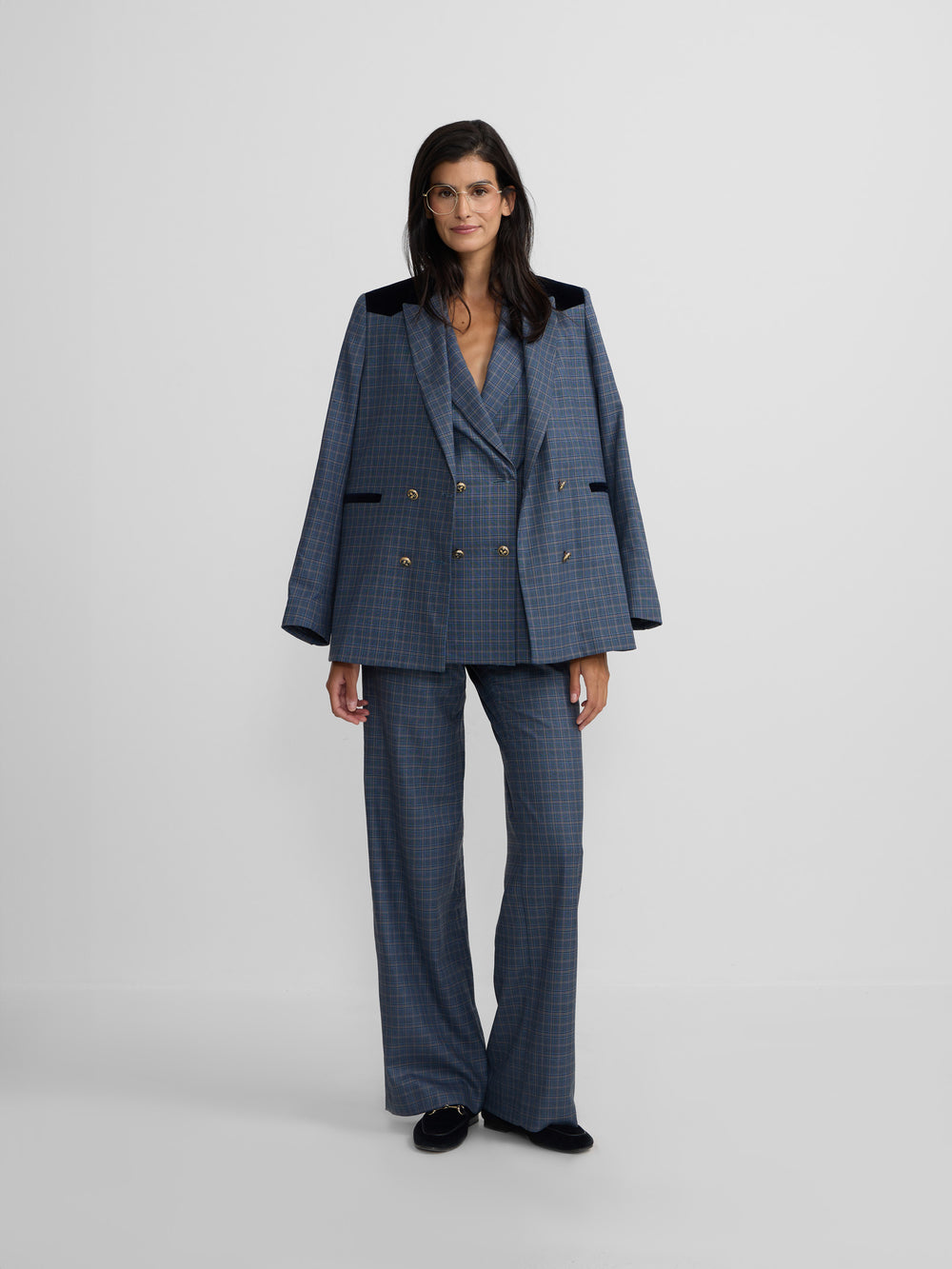 Pantalon vestir cuadros azules