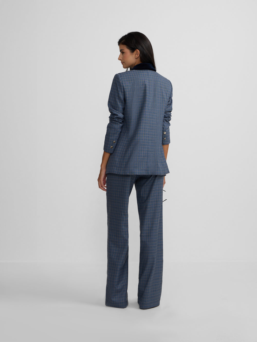 Pantalon vestir cuadros azules