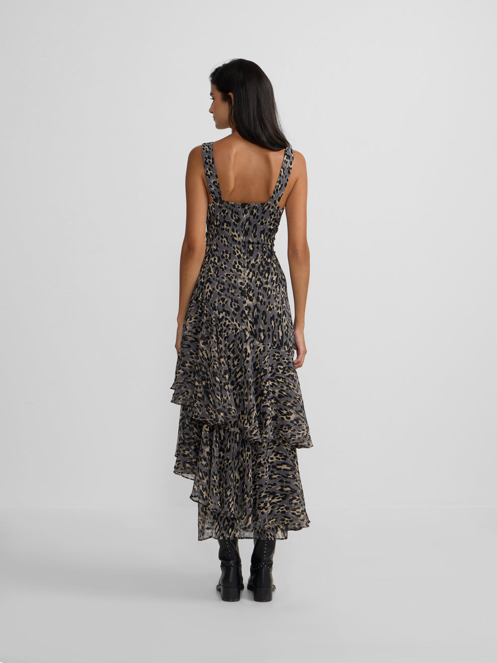 Vestido largo estampado animal print azules