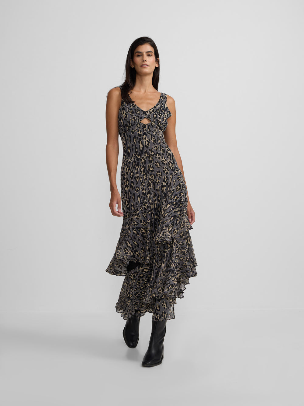 Vestido largo estampado animal print azules