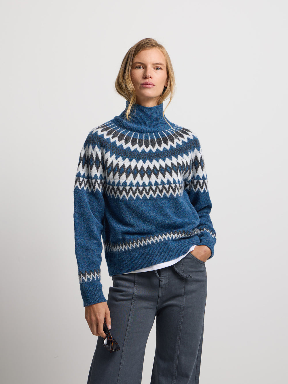 maillot jacquard bleu