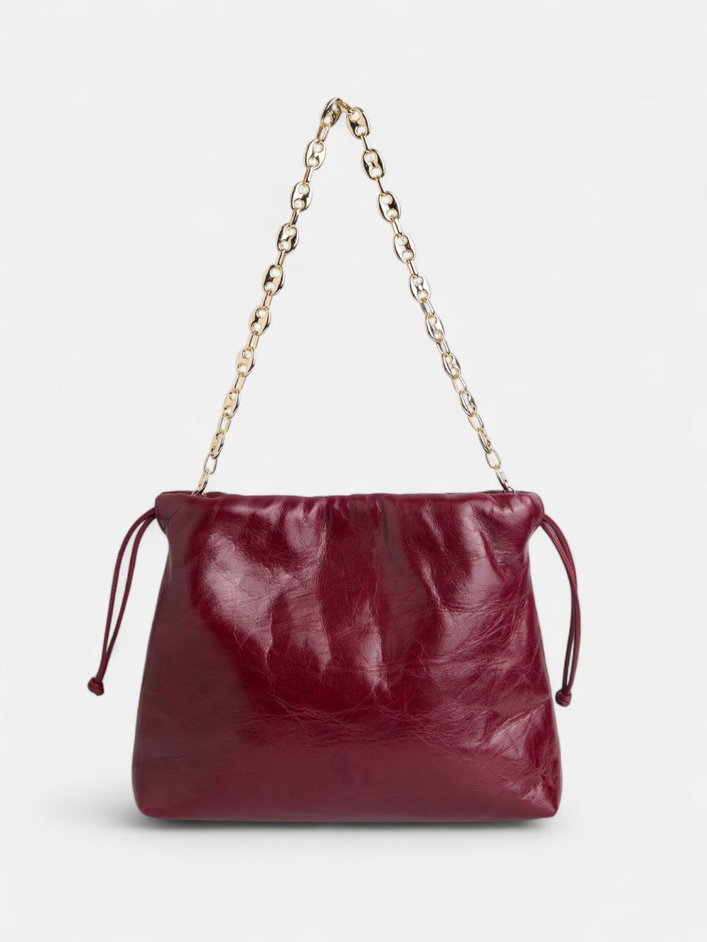 Bolso fruncido piel burdeos