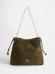 Green suede leather gathered bag