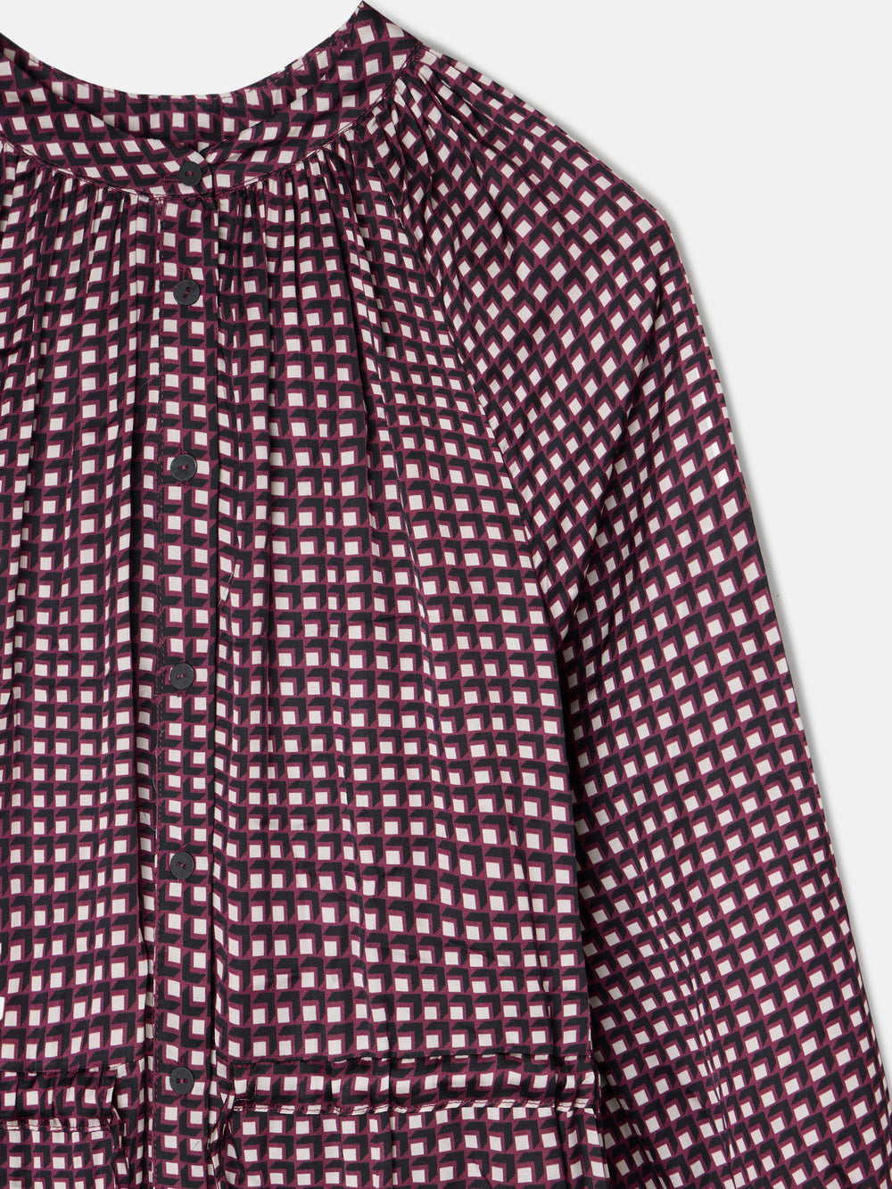 Vestido largo estampado geometrico morados