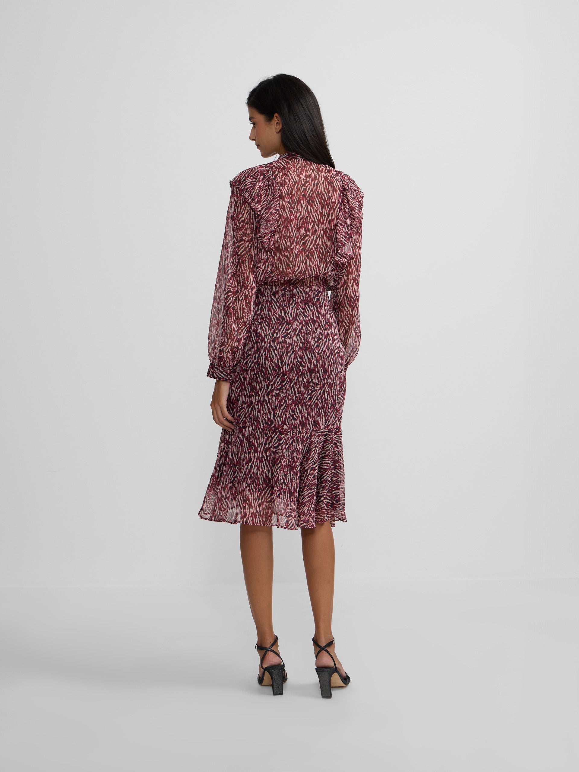 Falda midi estampado animal print burdeos