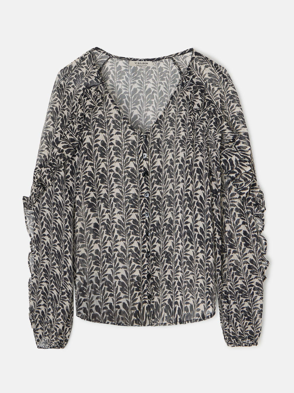 Blusa volantes estampado negros