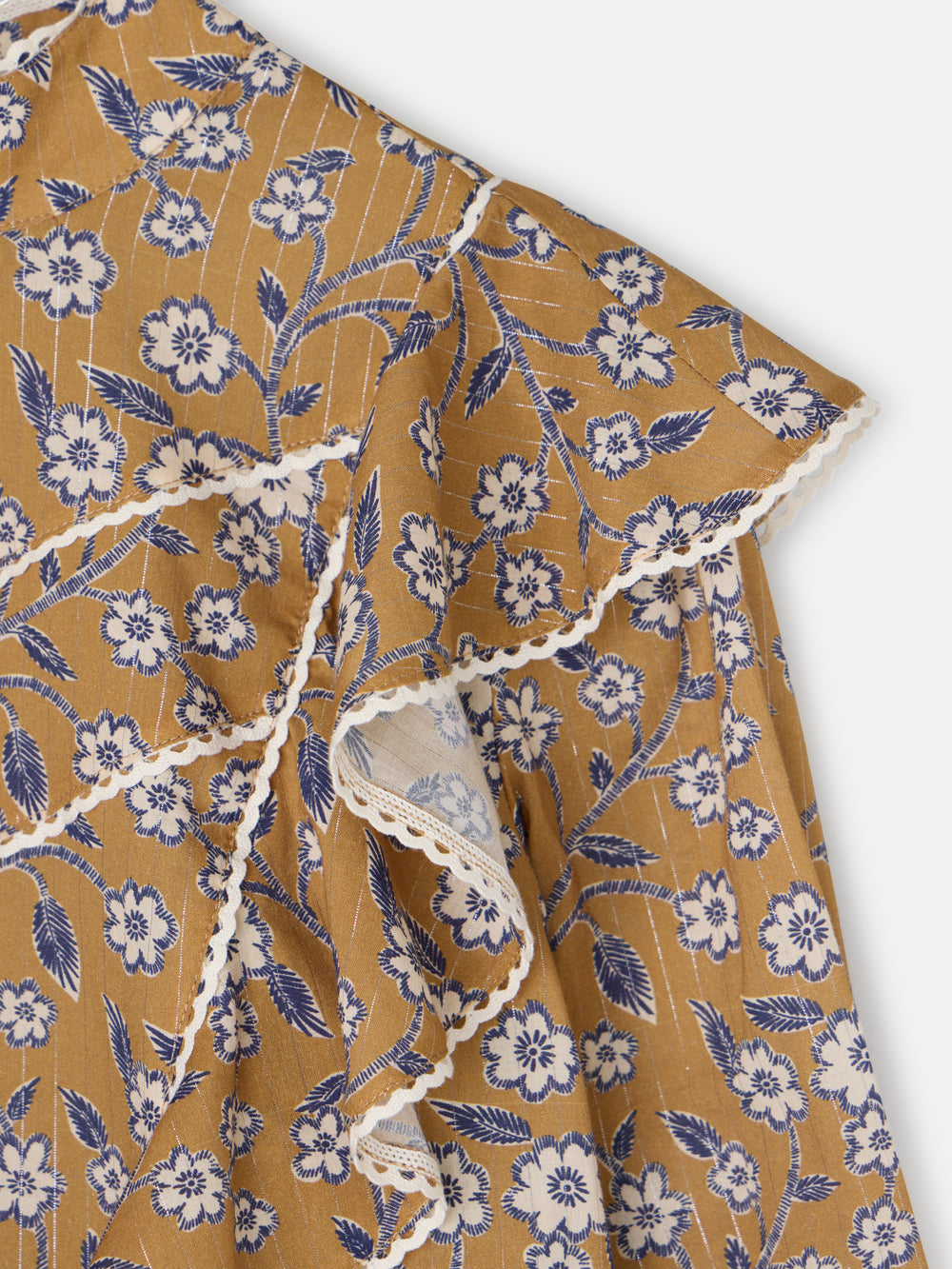 Blusa volantes estampado flores camel