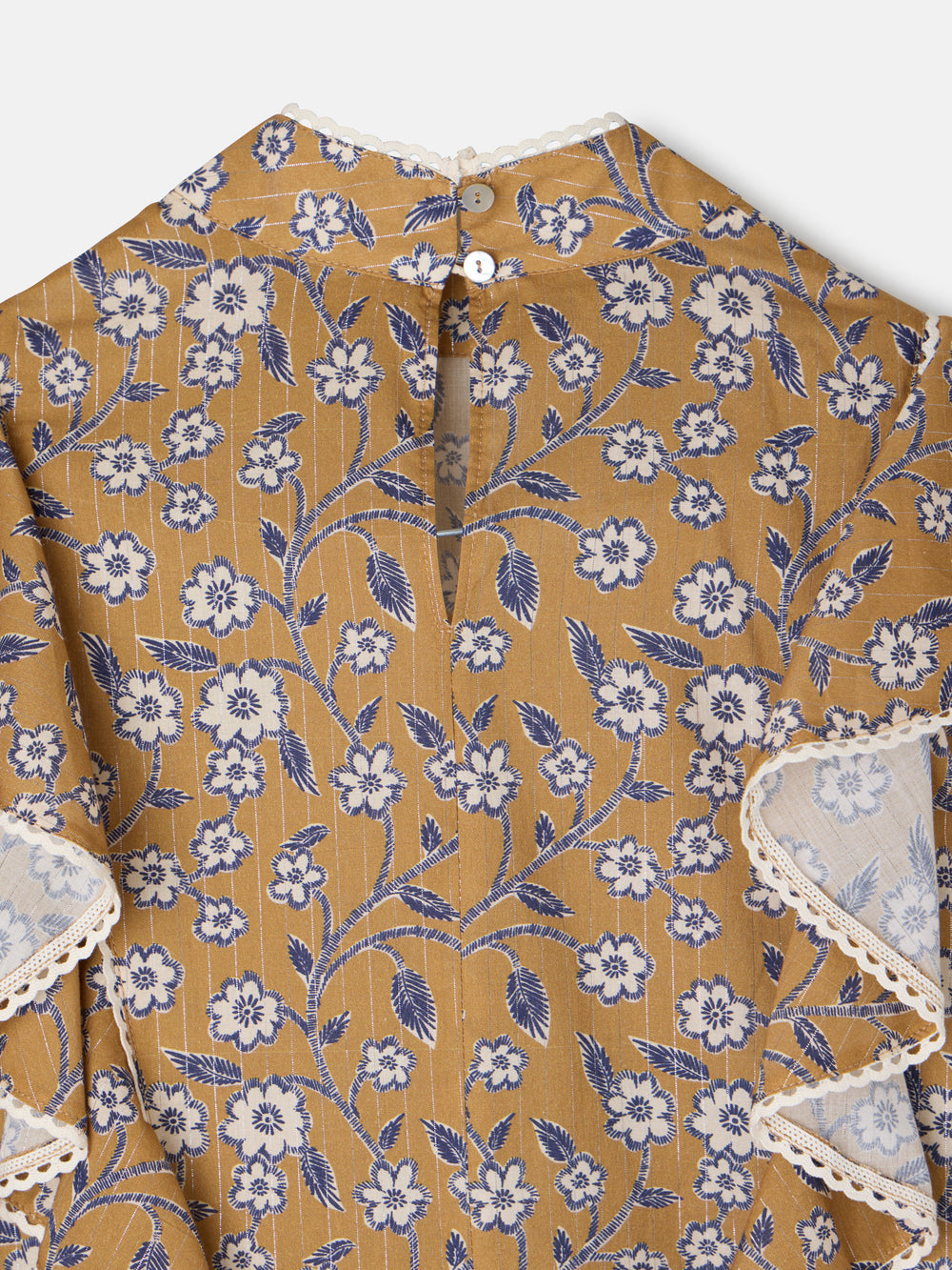 Blusa volantes estampado flores camel