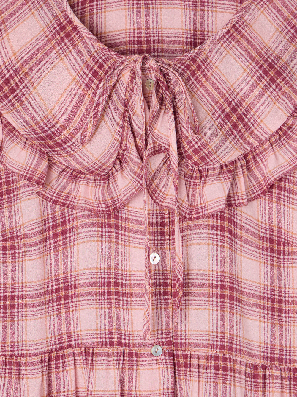 Blusa cuello bobo cuadros rosas