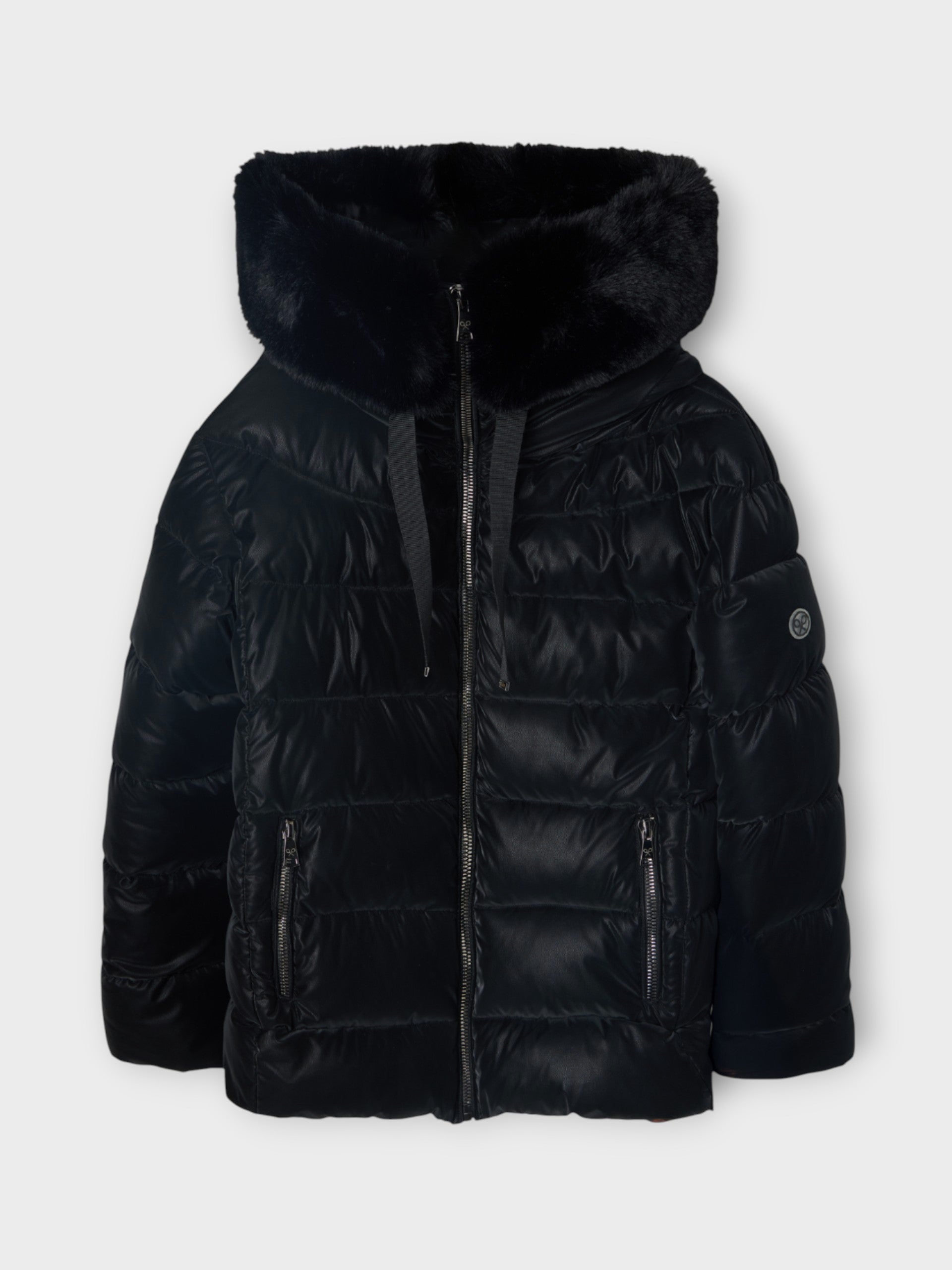 Black padded short parka