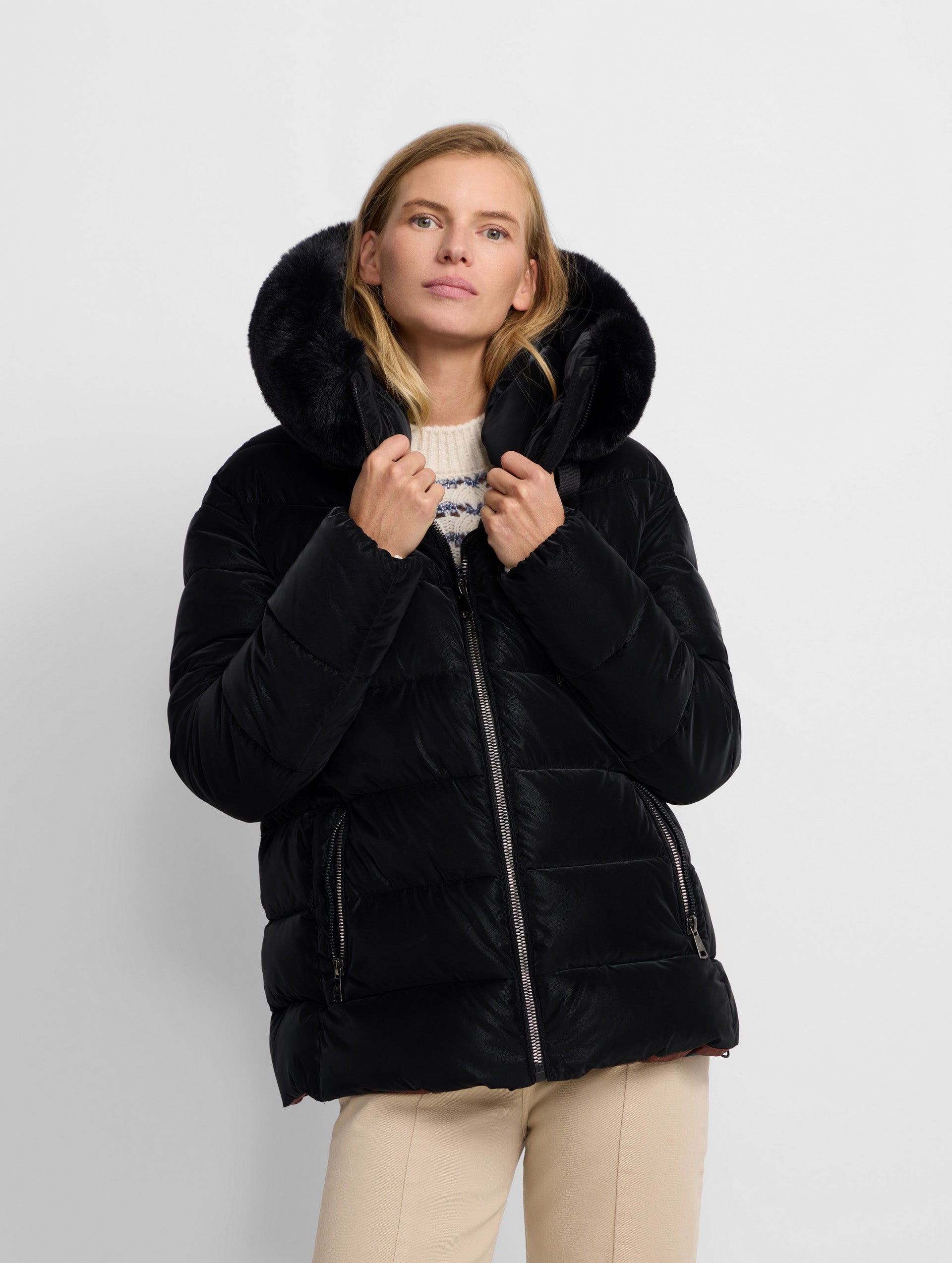Black padded short parka