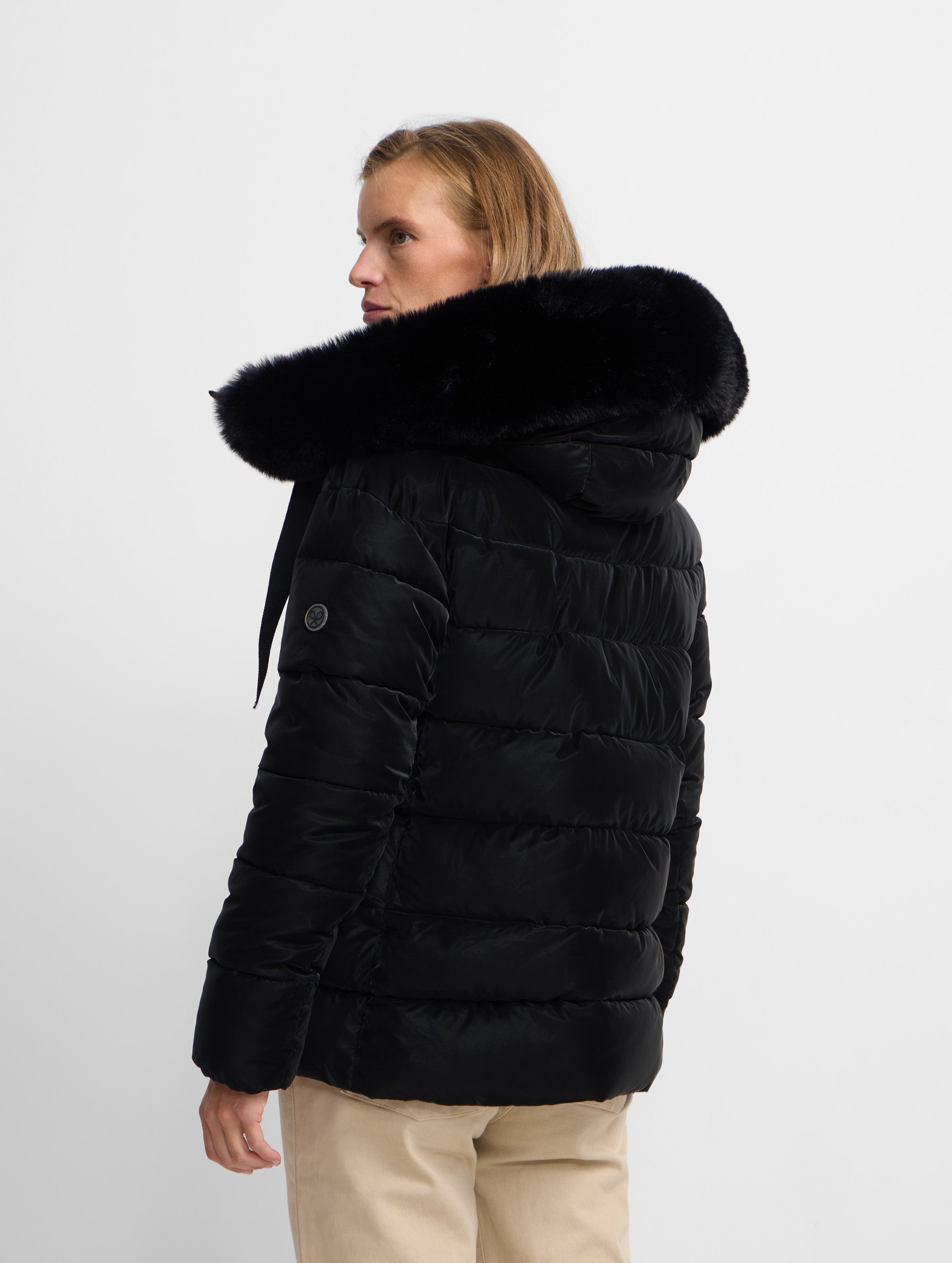 Black padded short parka