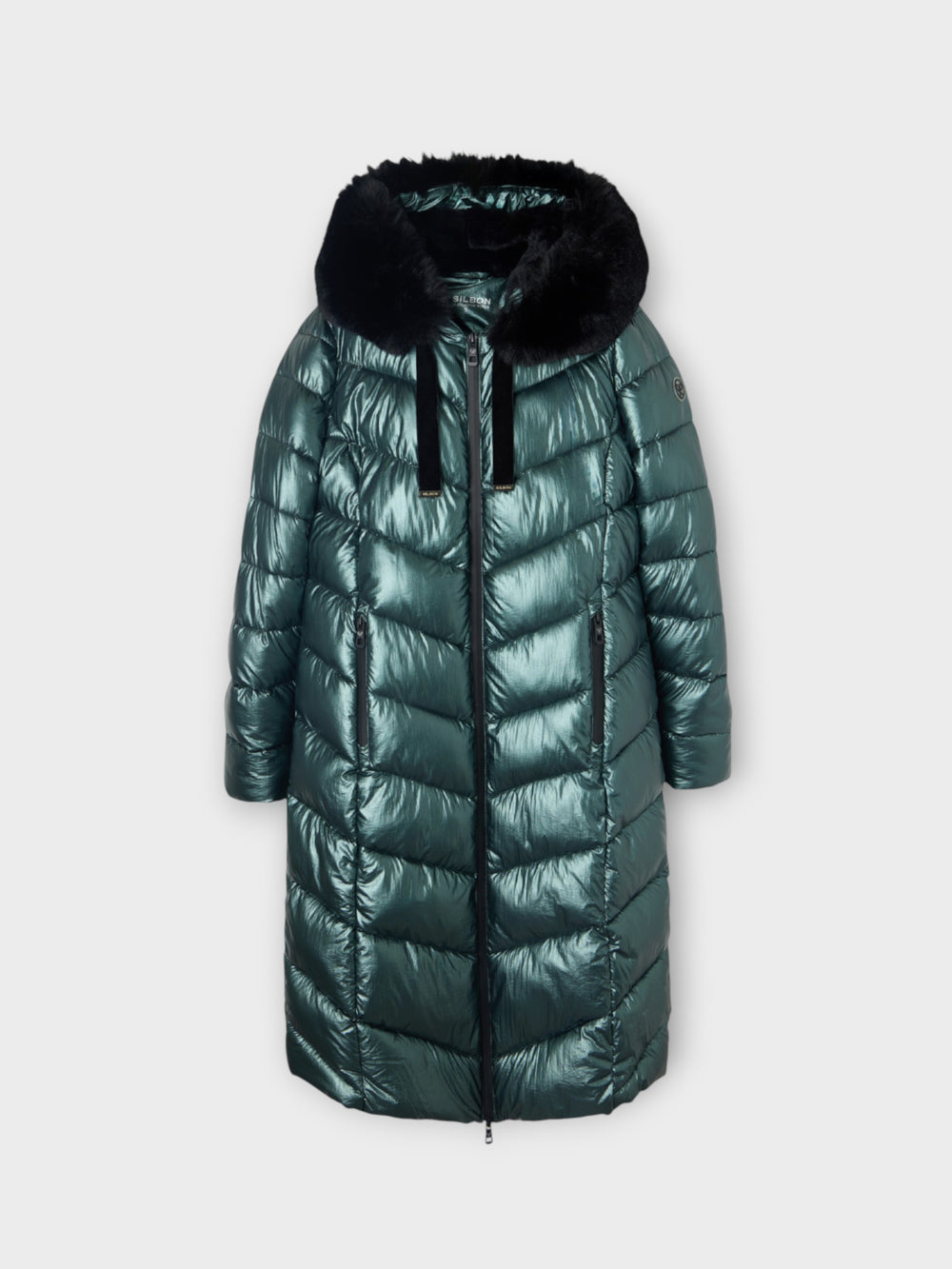 Long green padded parka