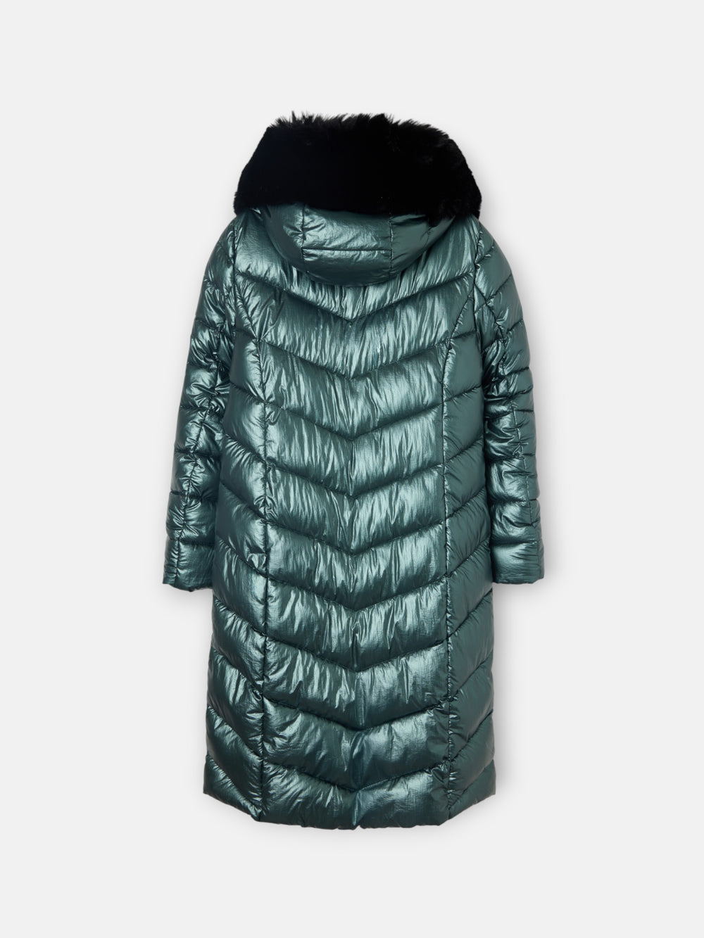 Long green padded parka