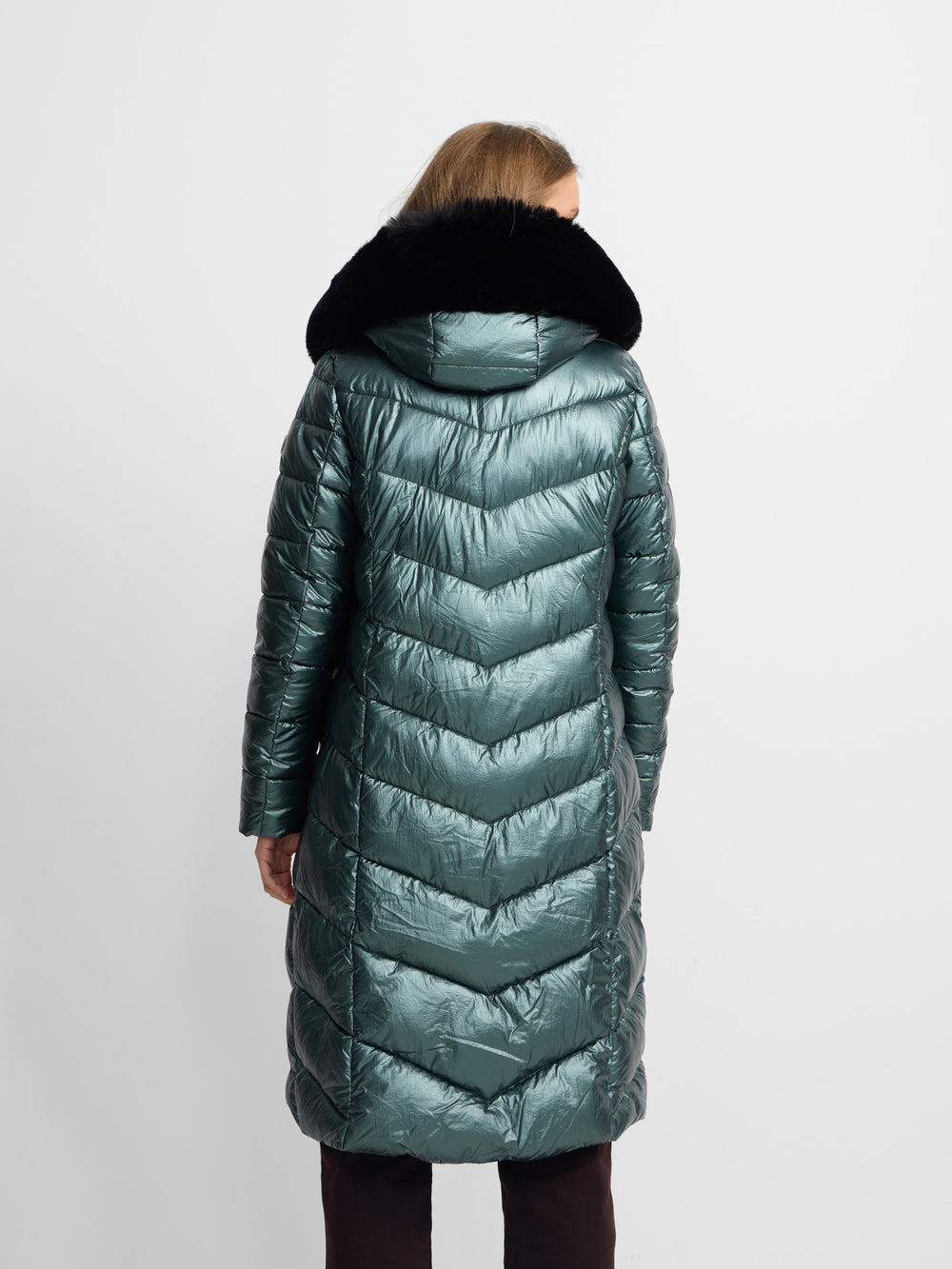 Long green padded parka