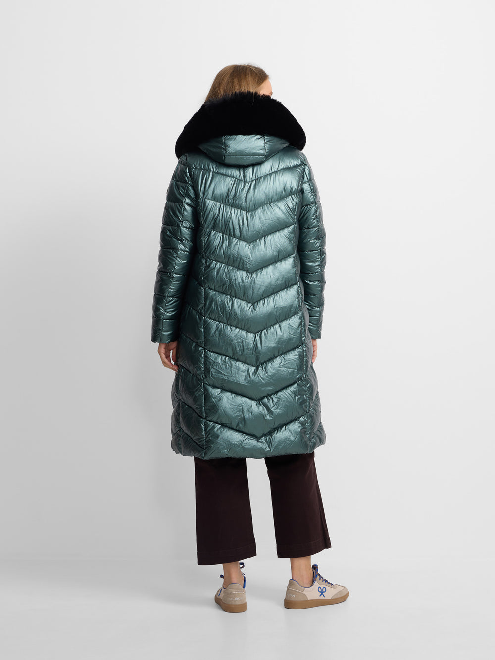 Long green padded parka