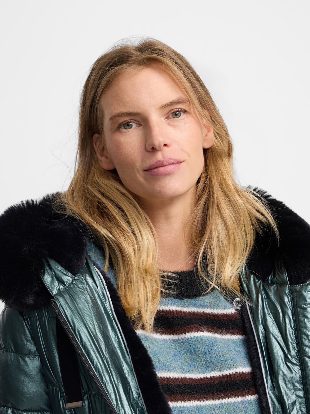 Long green padded parka